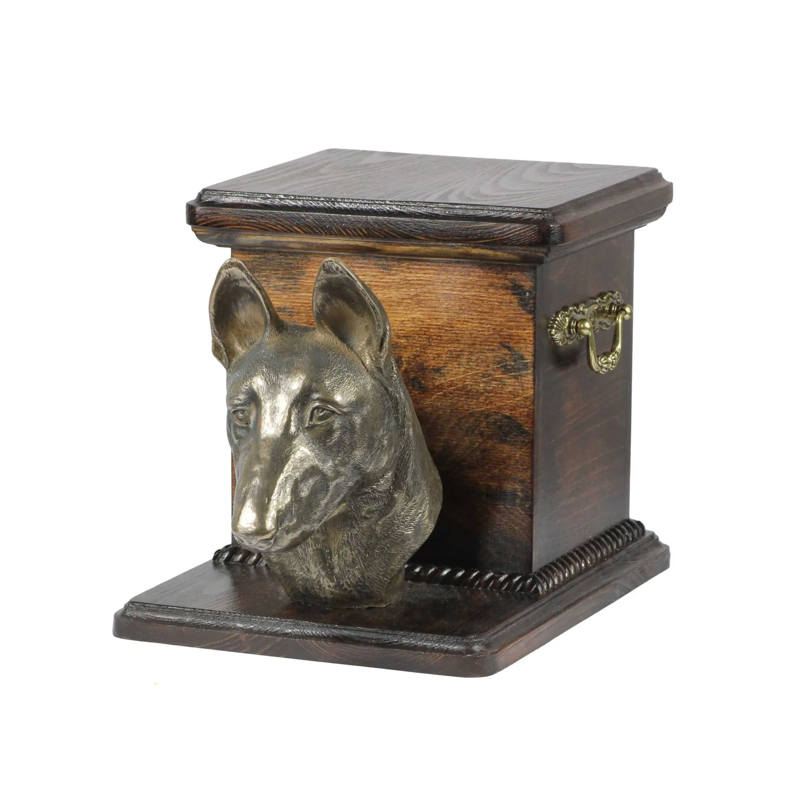 Elegante urn voor Malinois met hondenbuste voor as van uw trouwe vriend