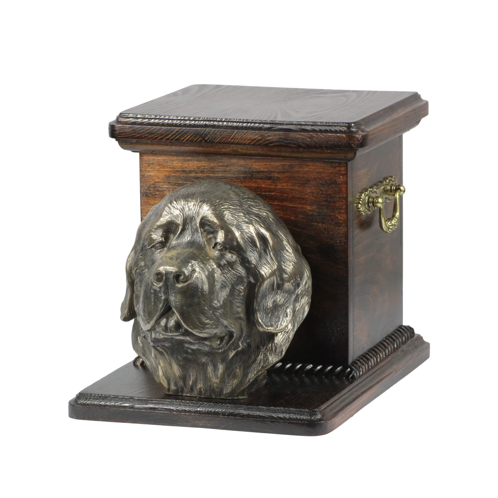 Elegante urn voor Newfoundland met hondenbuste voor asbewaring
