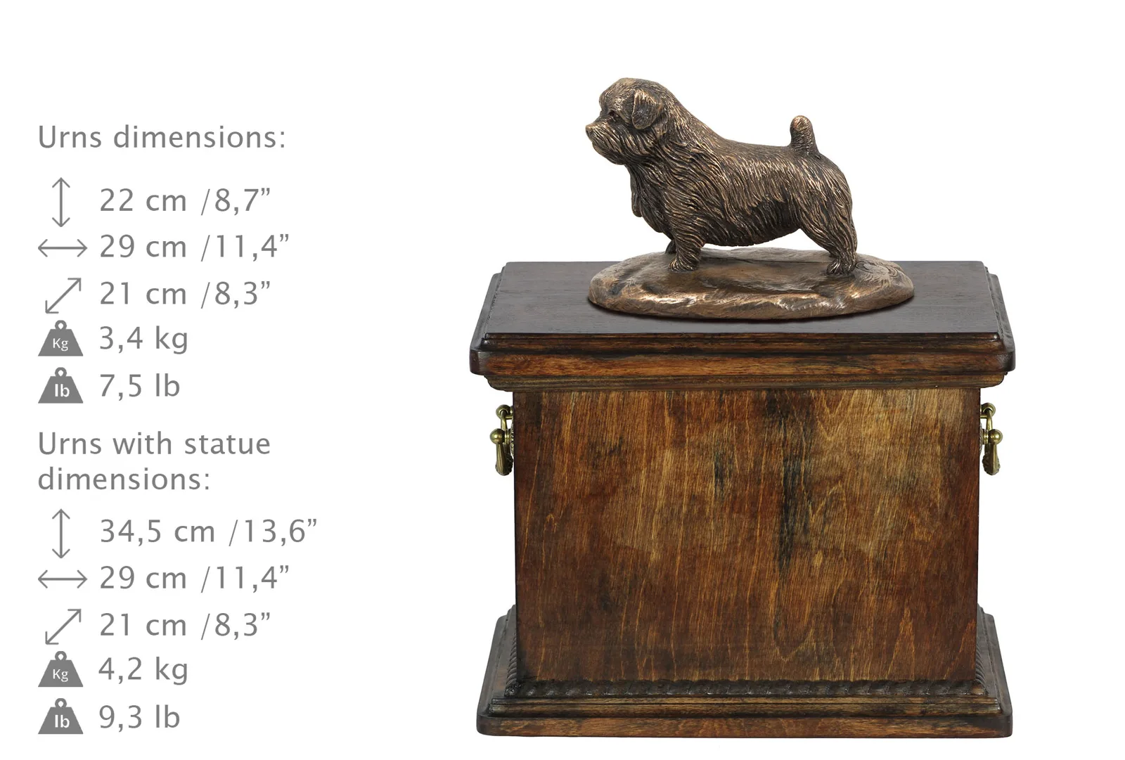 Elegante urn voor Norfolk Terrier met beeldje in klassieke stijl — foto 3