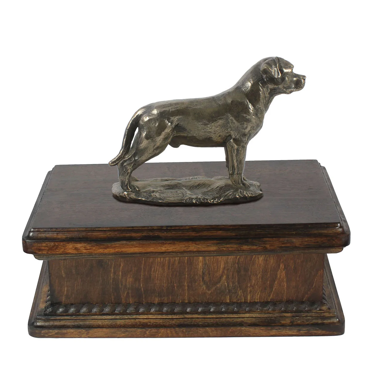 Elegante urn voor Rottweiler as met beeldje van hond