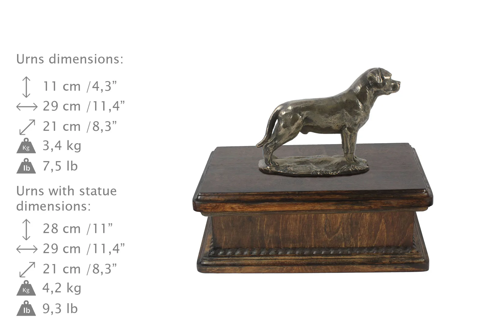 Elegante urn voor Rottweiler as met beeldje van hond — foto 3