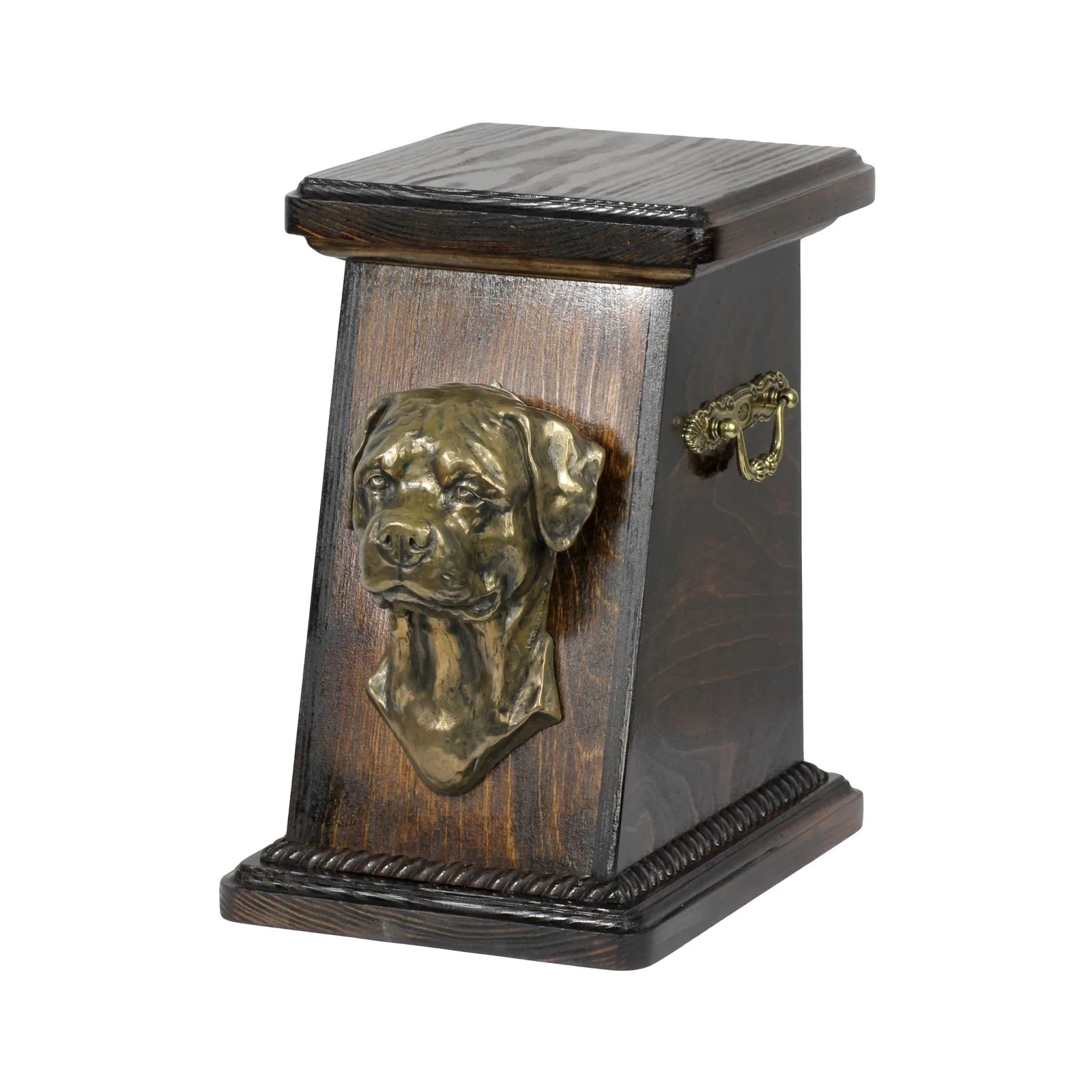 Elegante urn voor Rottweiler as met hondenbuste ter nagedachtenis — foto 2