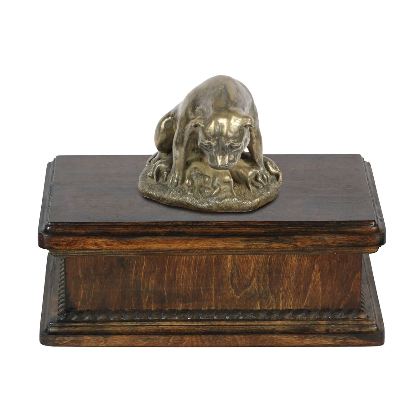 Elegante urn voor Staffordshire Bull Terrier met beeldje