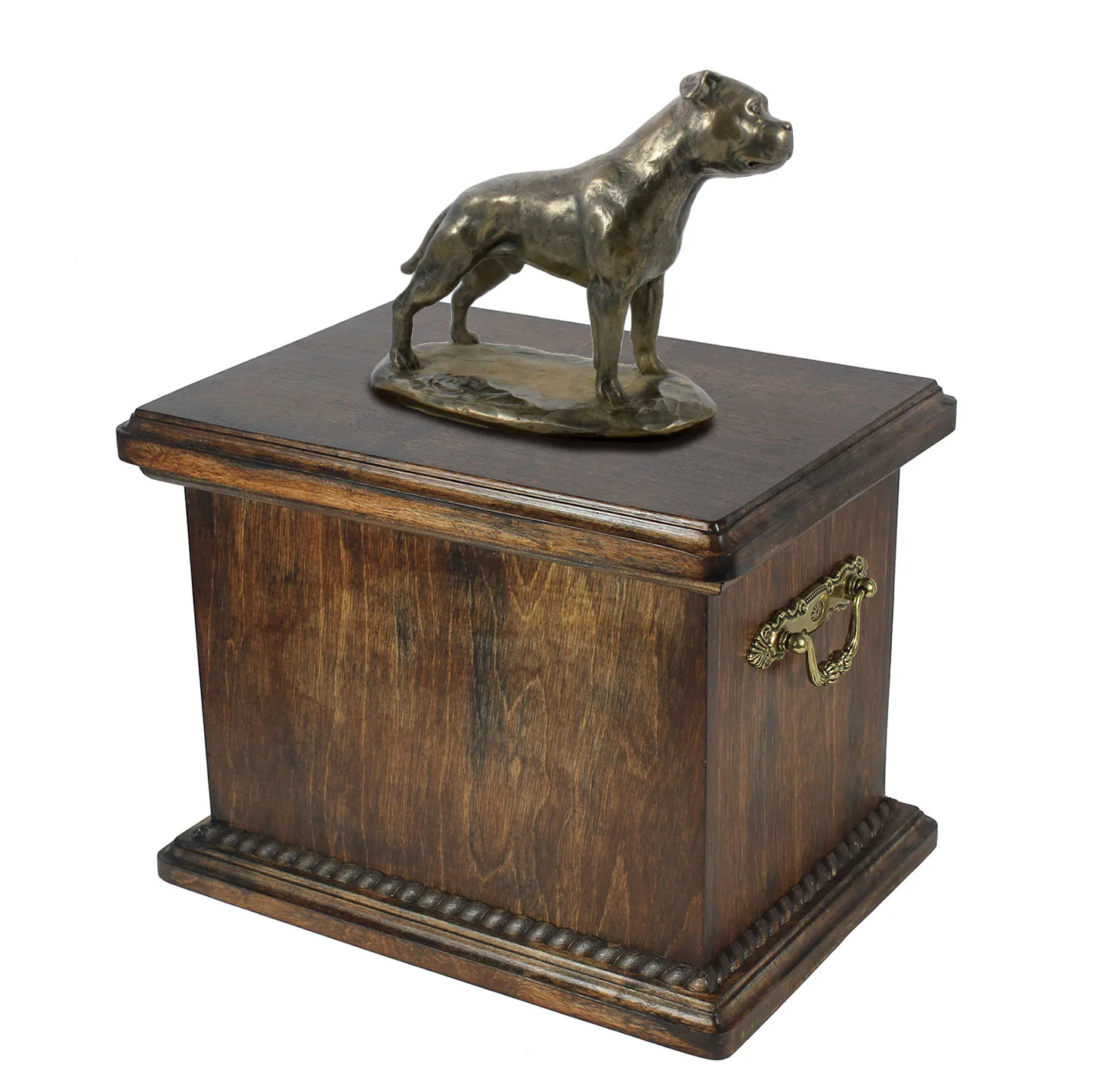 Elegante urn voor Staffordshire Bull Terrier met beeldje