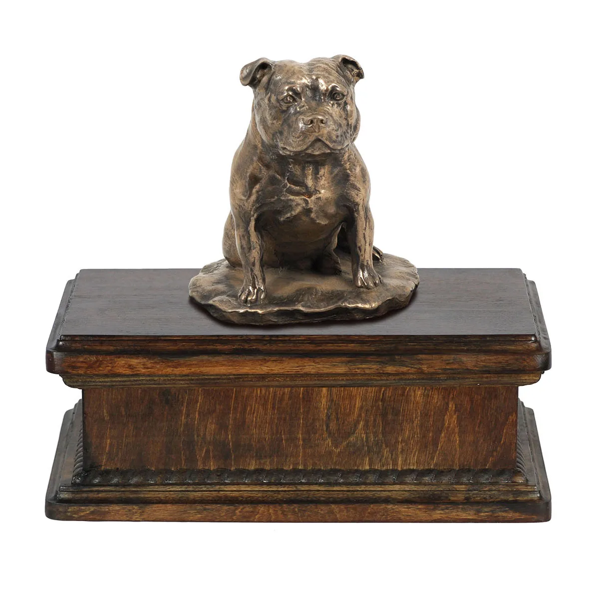 Elegante urn voor Staffordshire Bull Terrier met beeldje