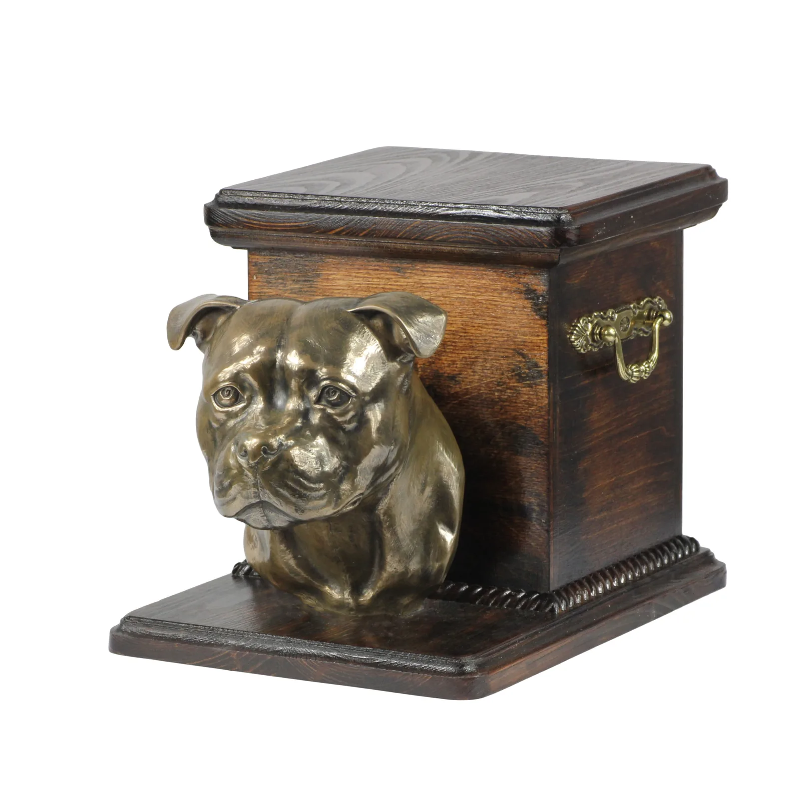 Elegante urn voor Staffordshire Bull Terrier met hondenbuste