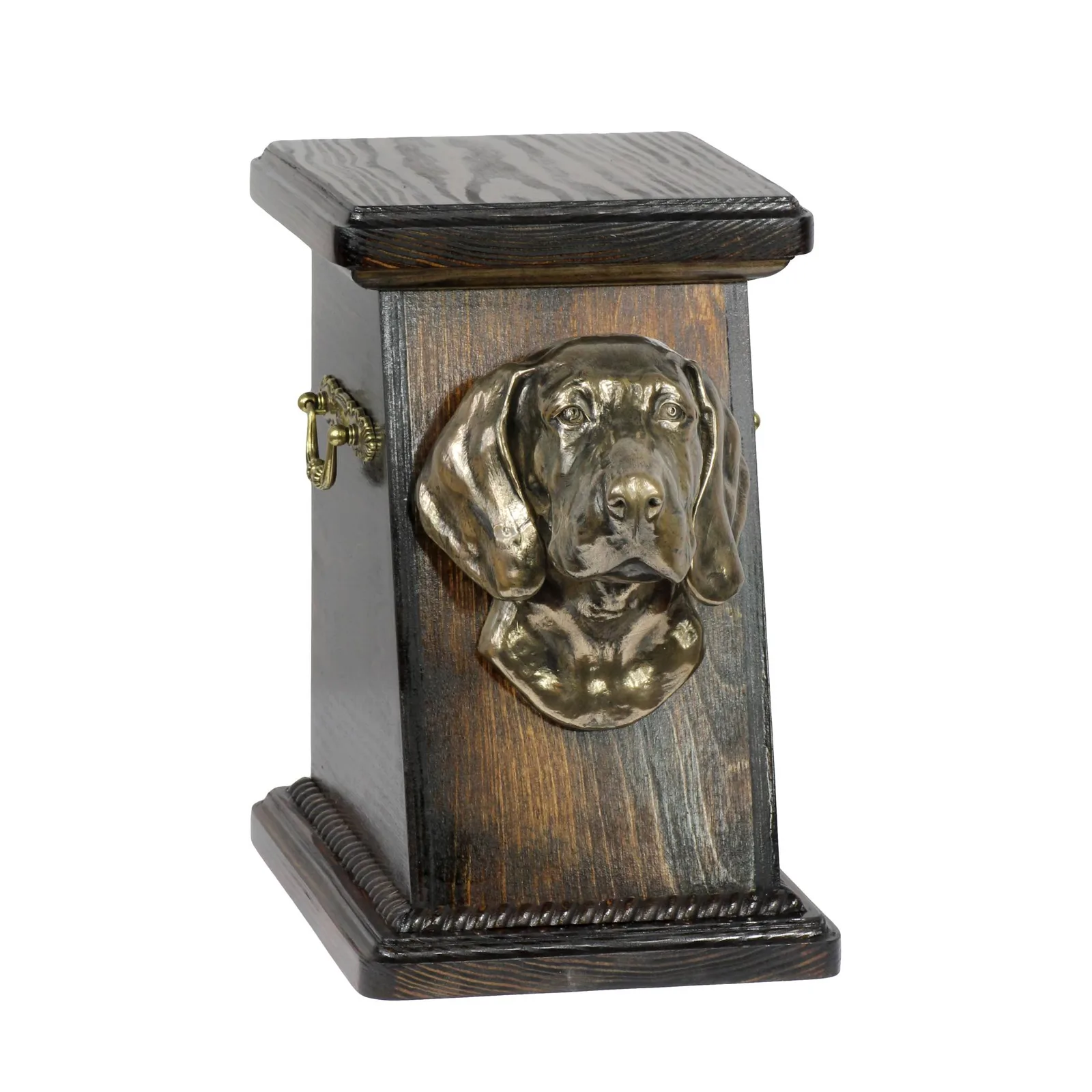 Elegante urn voor Weimaraner as met hondenbuste ter nagedachtenis