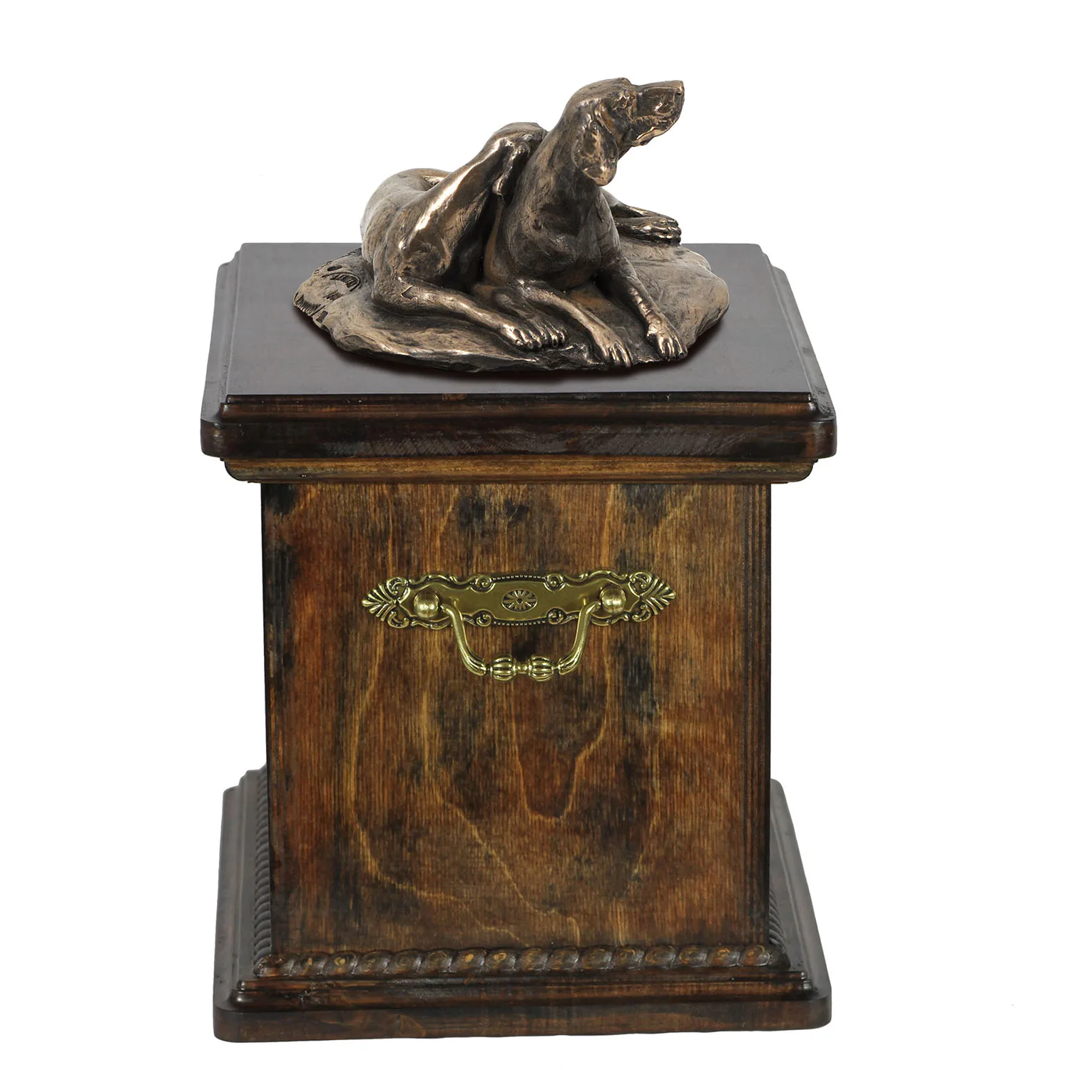 Elegante urn voor Weimaraner met beeldje in klassieke stijl