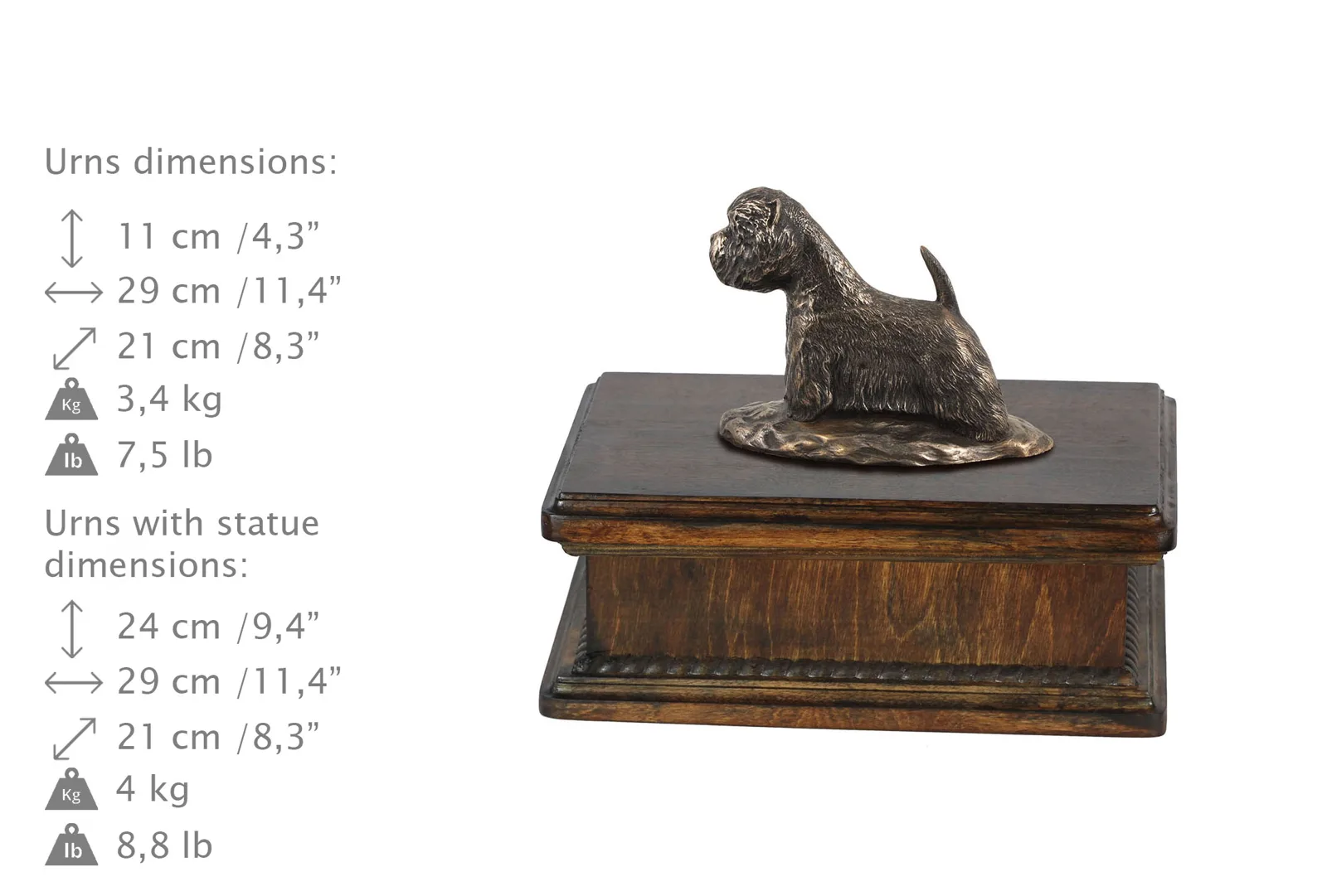 Elegante urn voor West Highland White Terrier met beeldje — foto 3
