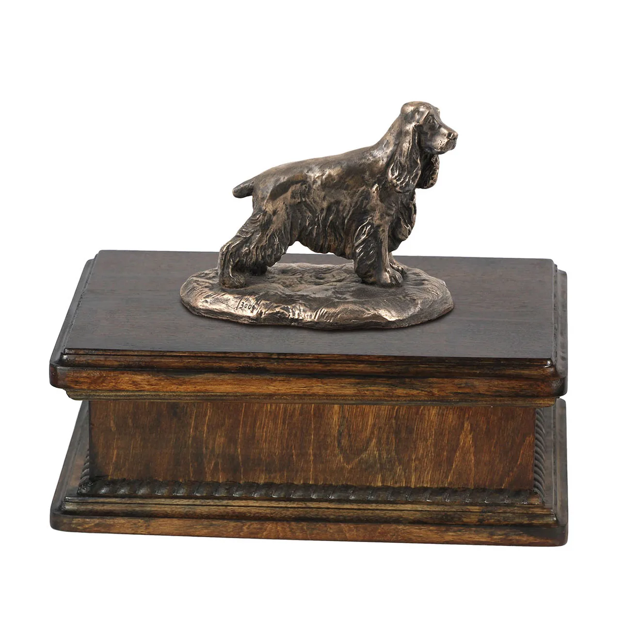 Engelse Cocker Spaniel urn – elegante urn met hondenstandbeeld