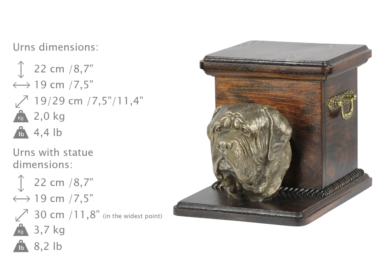 Engelse Mastiff urn met beeldje – elegante urn voor hondenas — foto 8