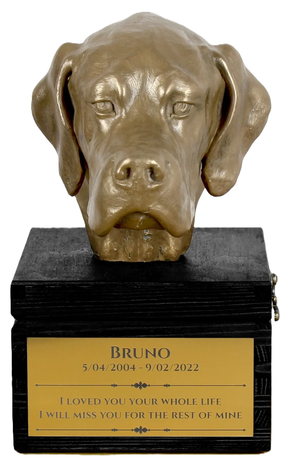 Engelse Pointer urn met gravure en hondensculptuur, handgemaakt