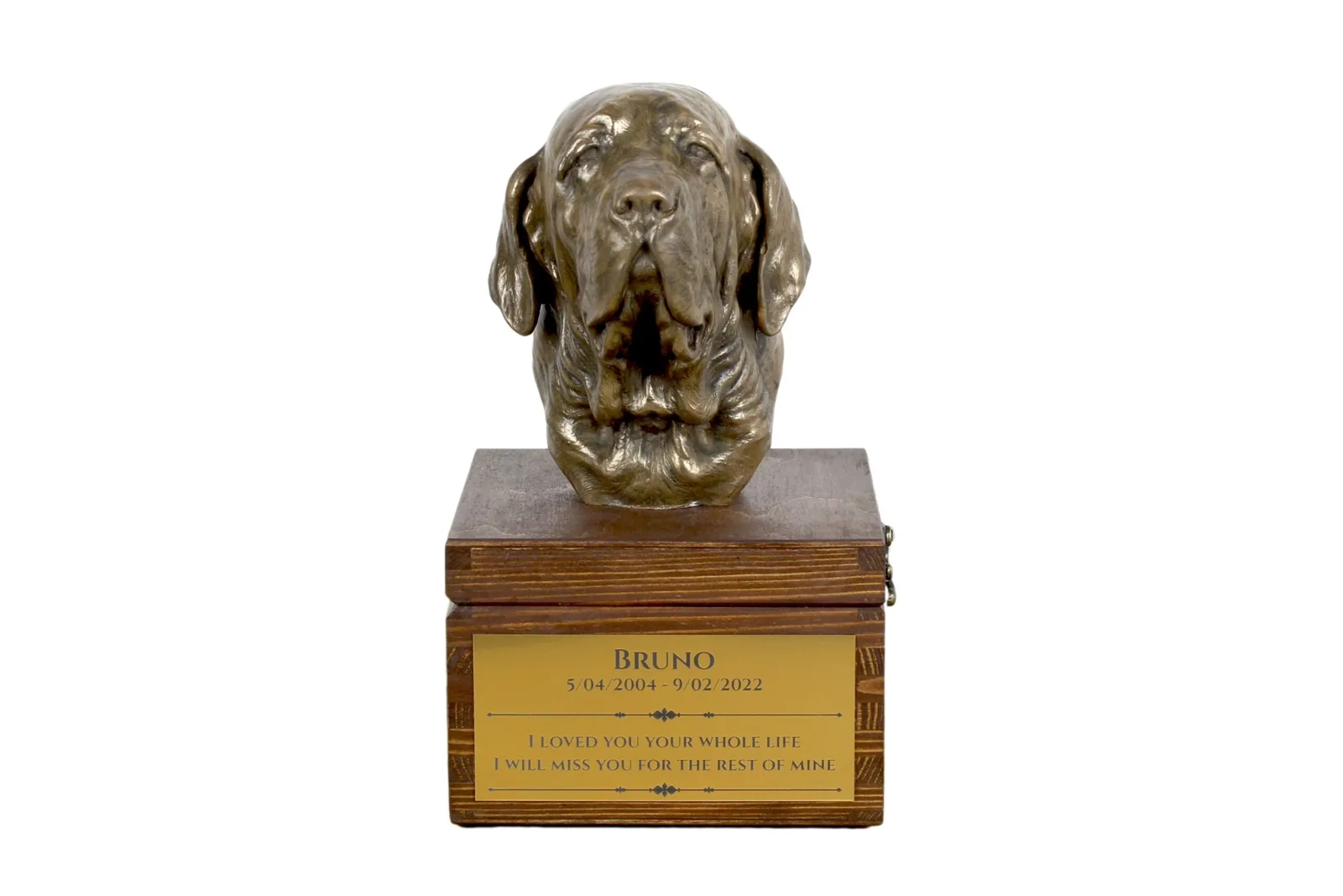 Fila Brasileiro urn met hondenbeeldje – gepersonaliseerde hondenurn
