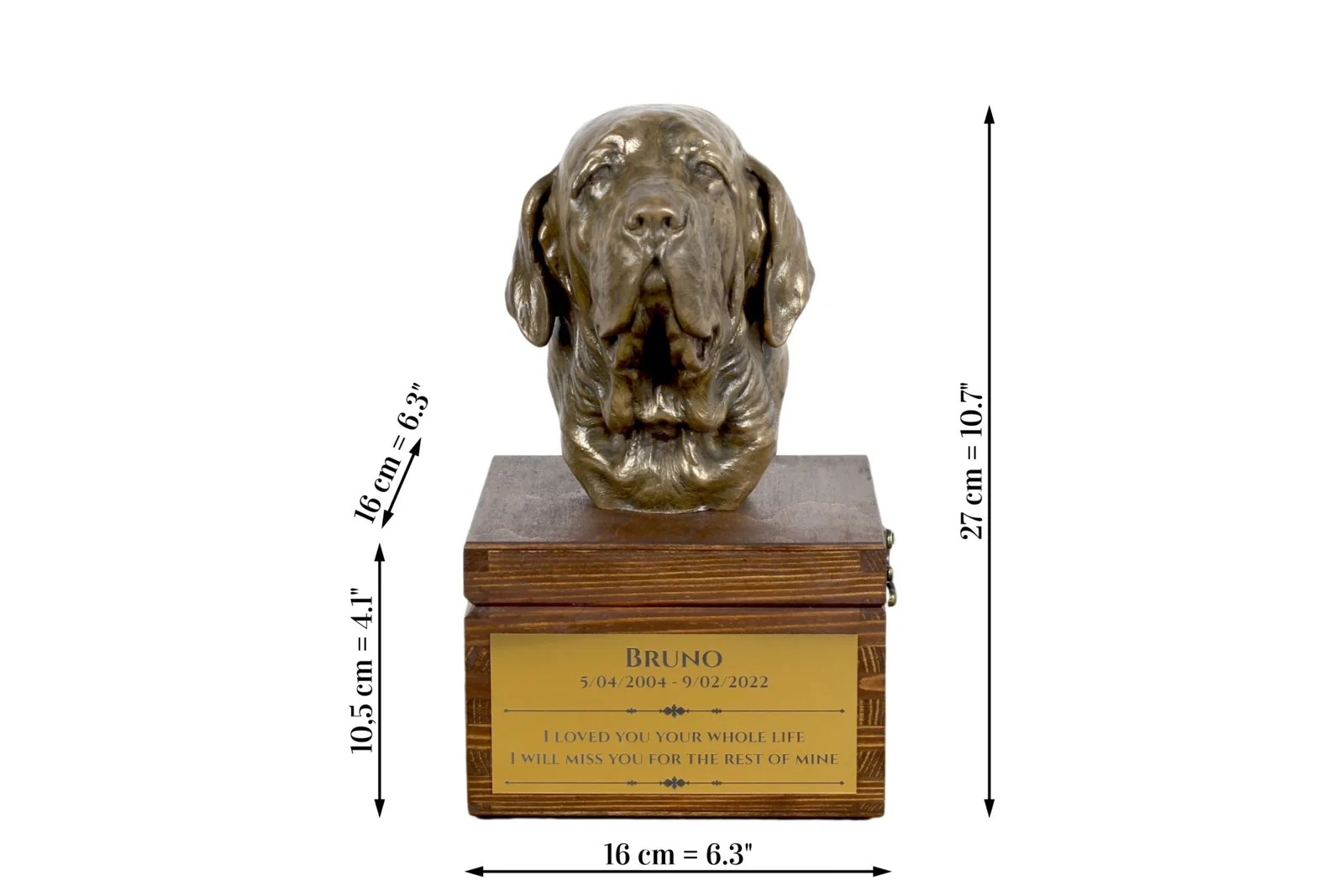 Fila Brasileiro urn met hondenbeeldje – gepersonaliseerde hondenurn — foto 8