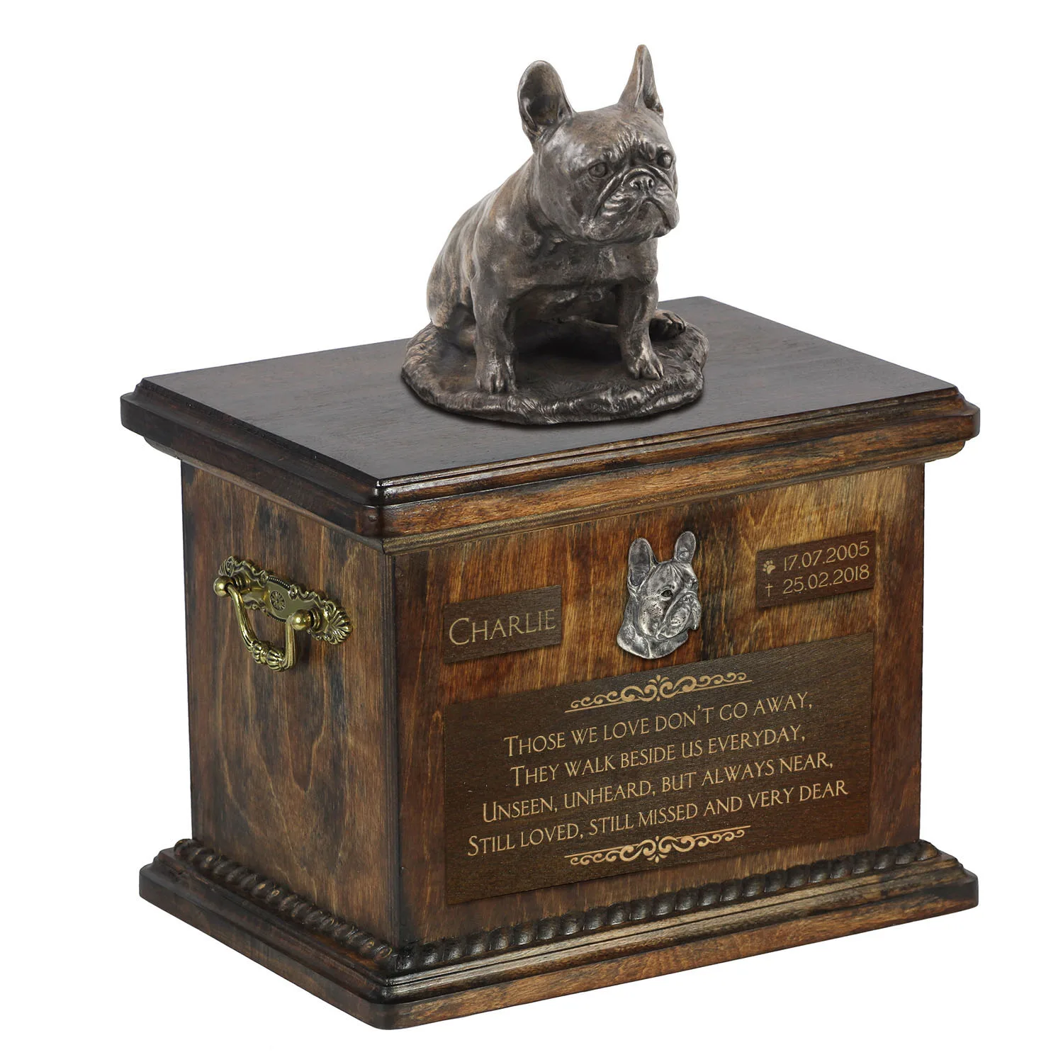 Franse Bulldog urn met beeldje – gepersonaliseerde urn voor hondenas — foto 2