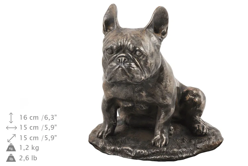 Franse Bulldog urn met beeldje – gepersonaliseerde urn voor hondenas — foto 4