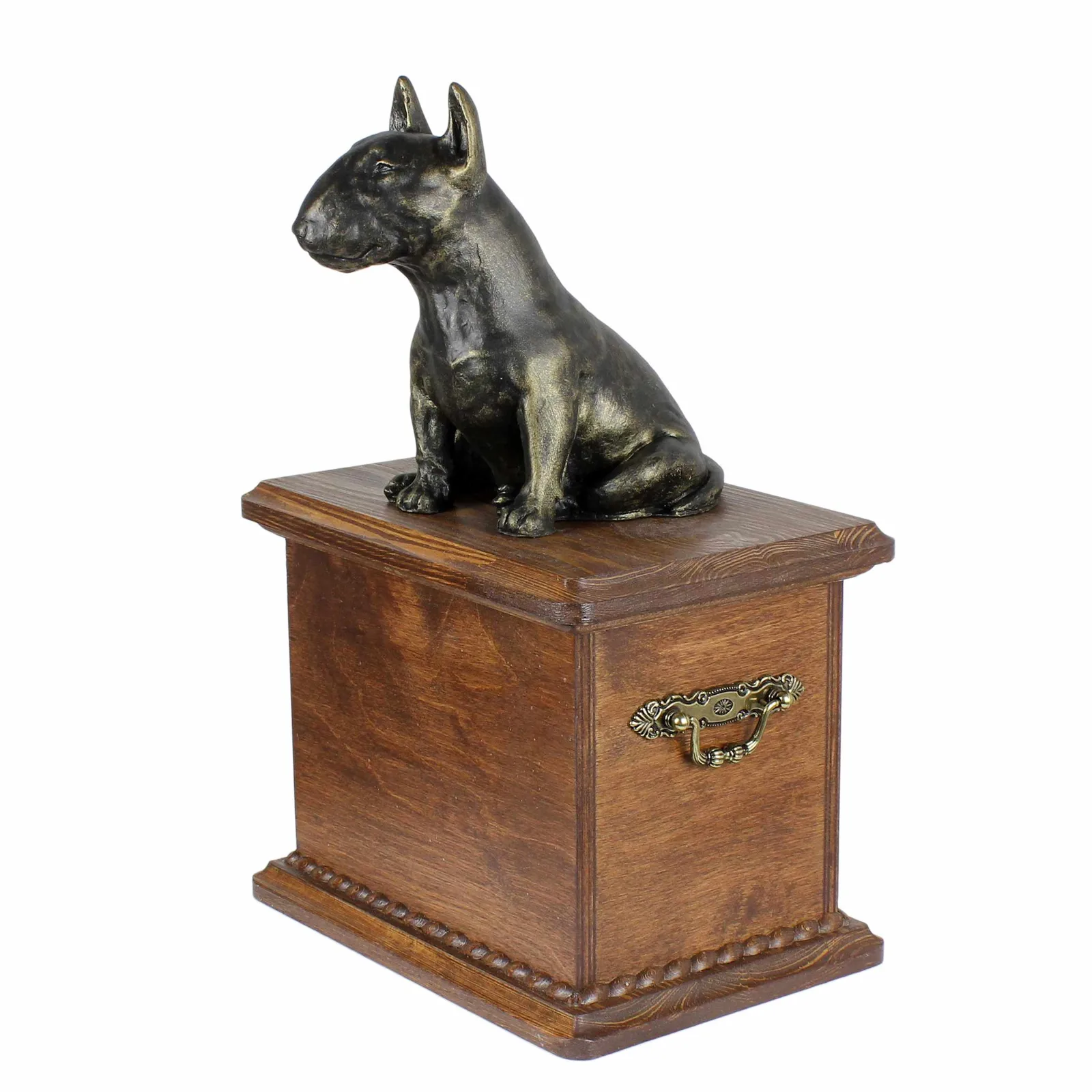 Houten urn voor Bull Terrier as met honden silhouet — foto 2
