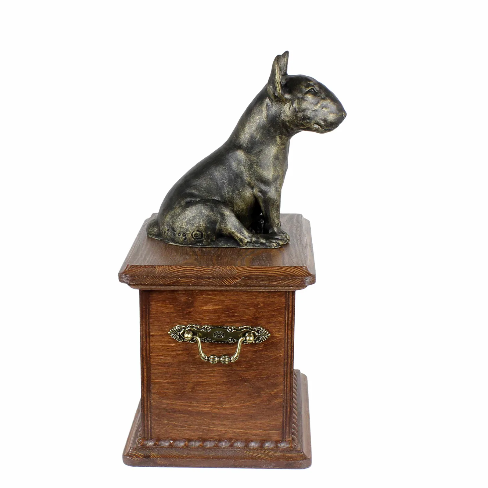Houten urn voor Bull Terrier as met honden silhouet — foto 4