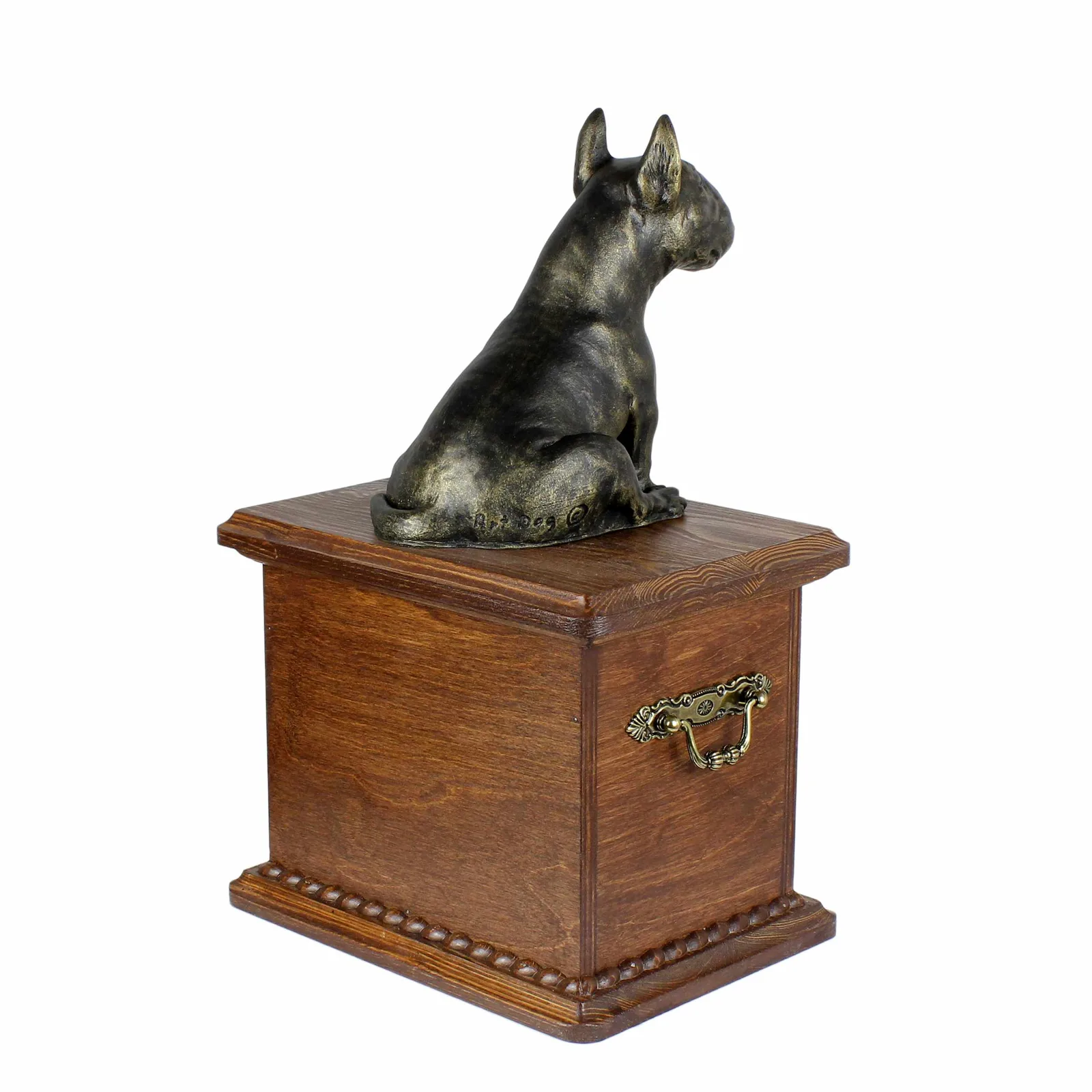 Houten urn voor Bull Terrier as met honden silhouet — foto 5
