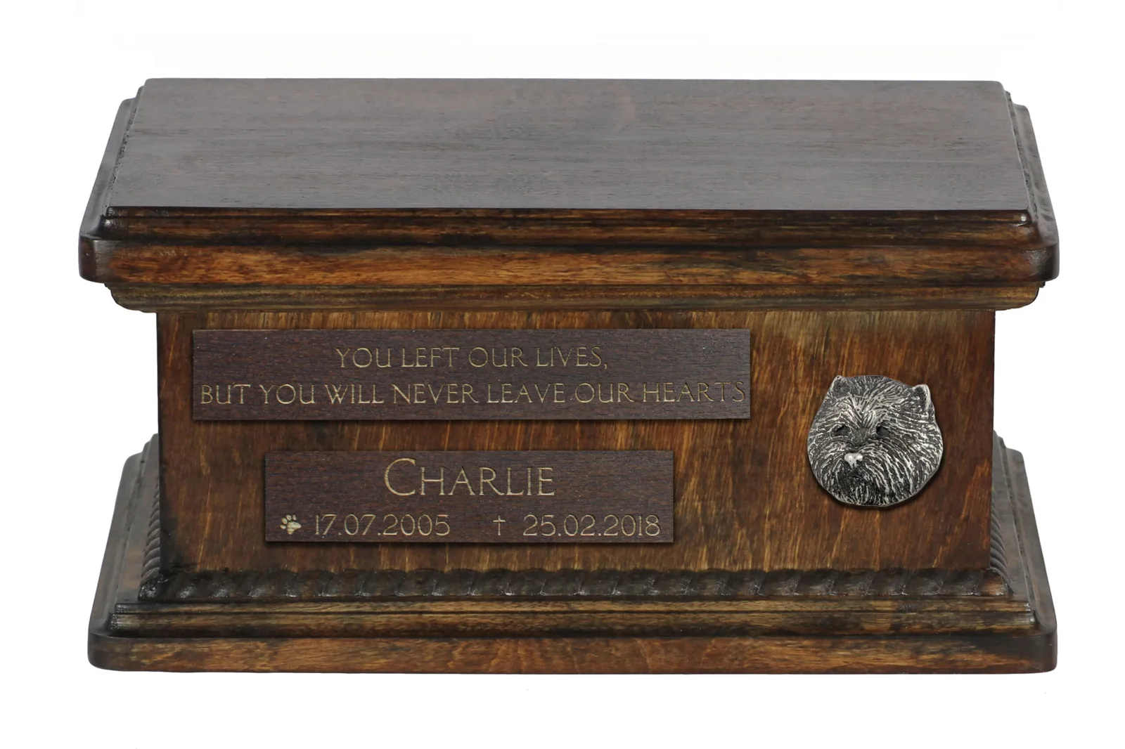 Houten urn voor West Highland White Terrier – gepersonaliseerd met gravure
