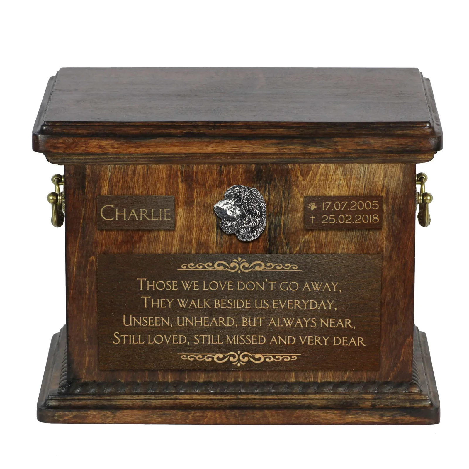 Irish Water Spaniel, Whiptail, Shannon Spaniel – urn for dog ashes, personalized urn with engraving, commemorative box for dog ashes by Art-Dog brand