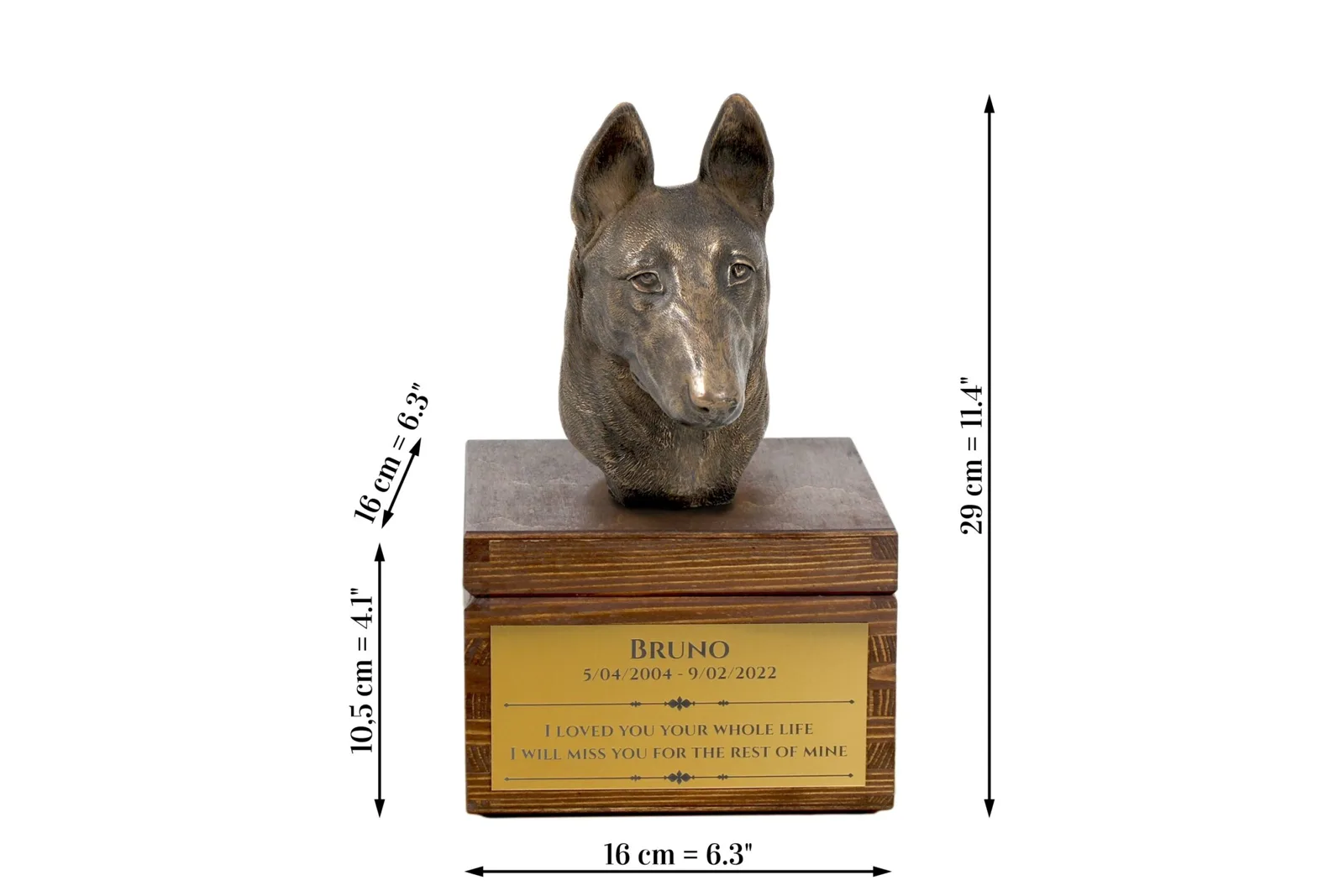 Malinois urn voor hondenas met beeldje – gepersonaliseerde hondenurn — foto 6