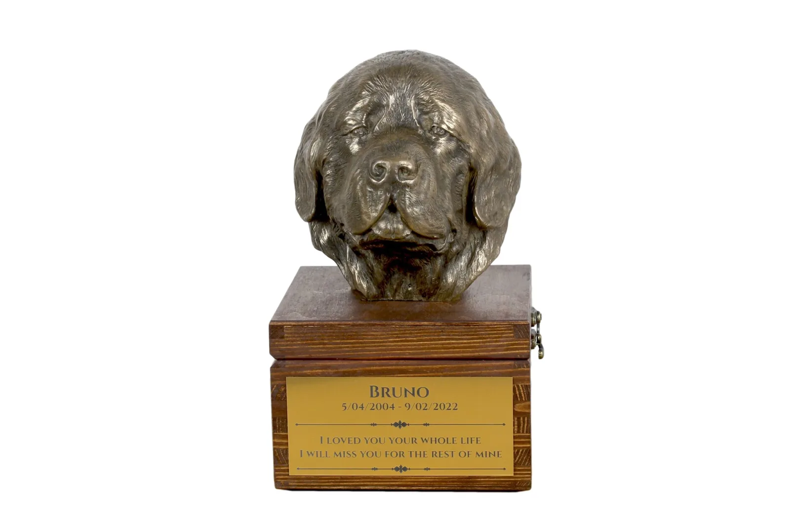 Newfoundland urn voor hondenas met beeldje – gepersonaliseerde urn