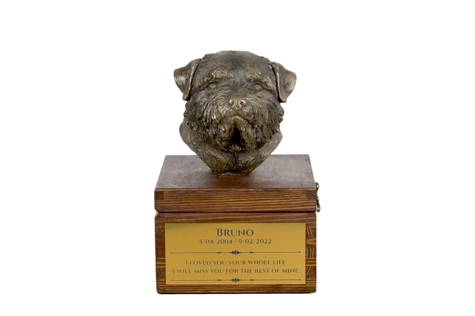 Norfolk Terrier urn met beeldje – persoonlijke urn voor hondenas