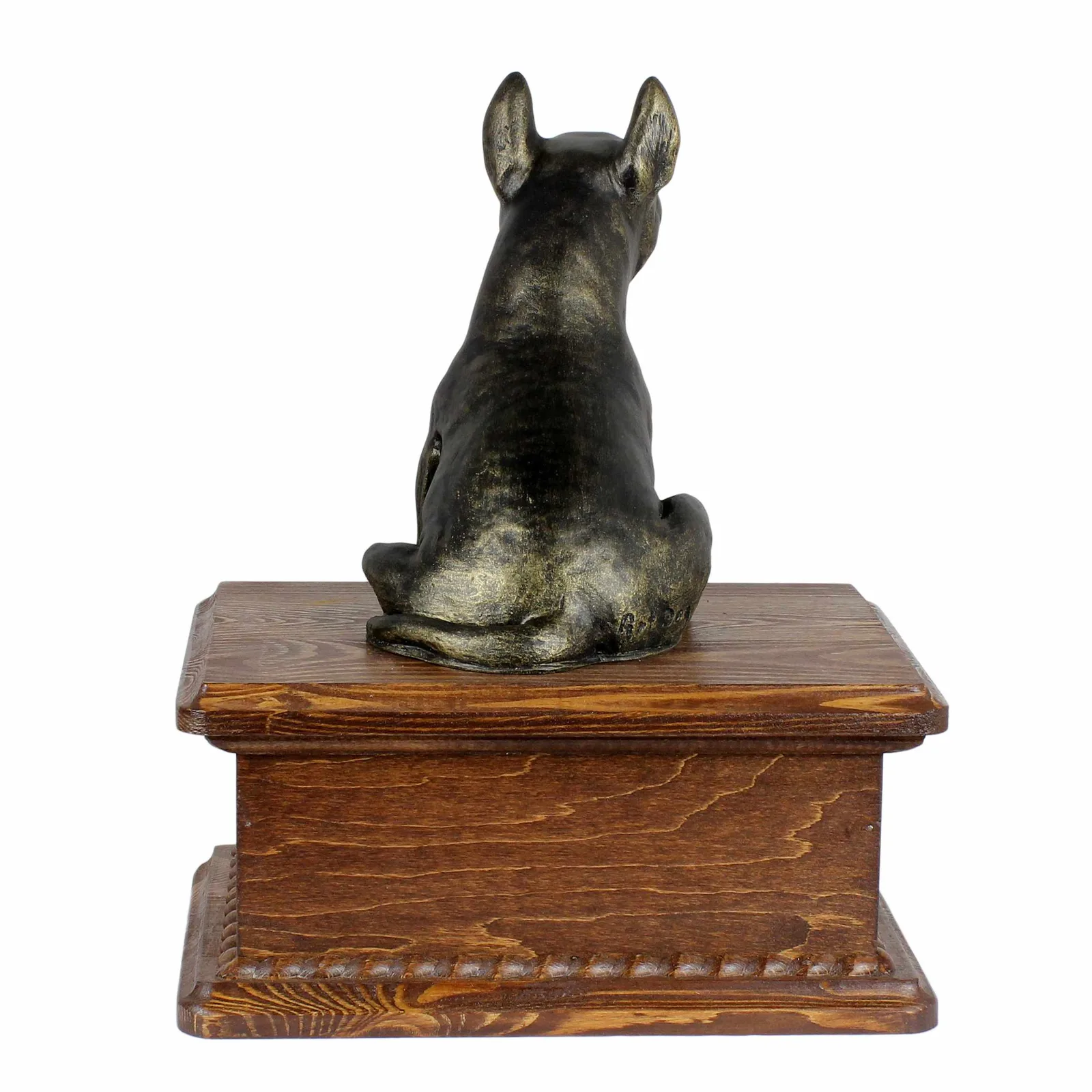 Persoonlijke houten urn voor Bull Terrier met beeldje voor hondenas. — foto 7