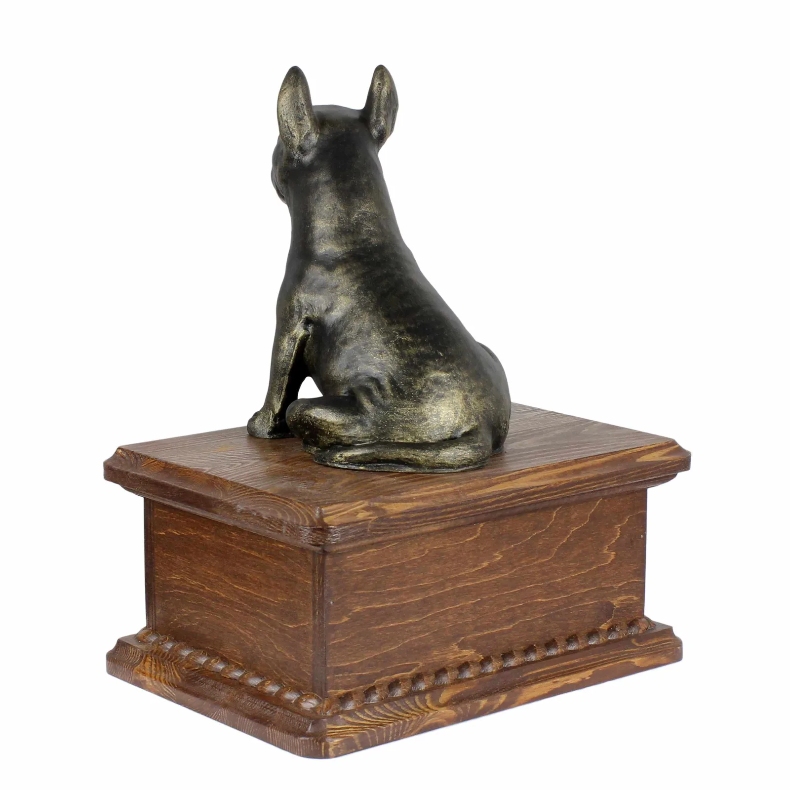 Persoonlijke houten urn voor Bull Terrier met beeldje voor hondenas. — foto 8
