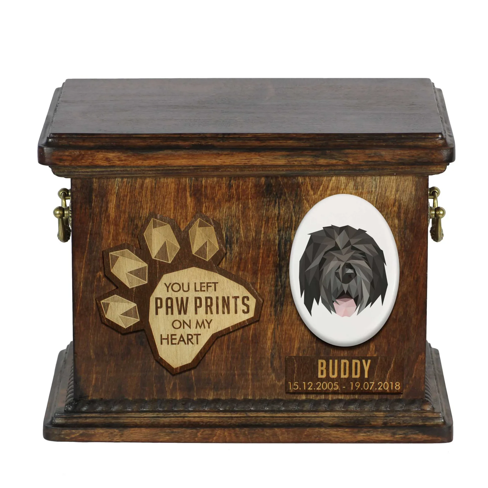 Persoonlijke urn voor Black Russian Terrier – Herdenkingsdoos voor as