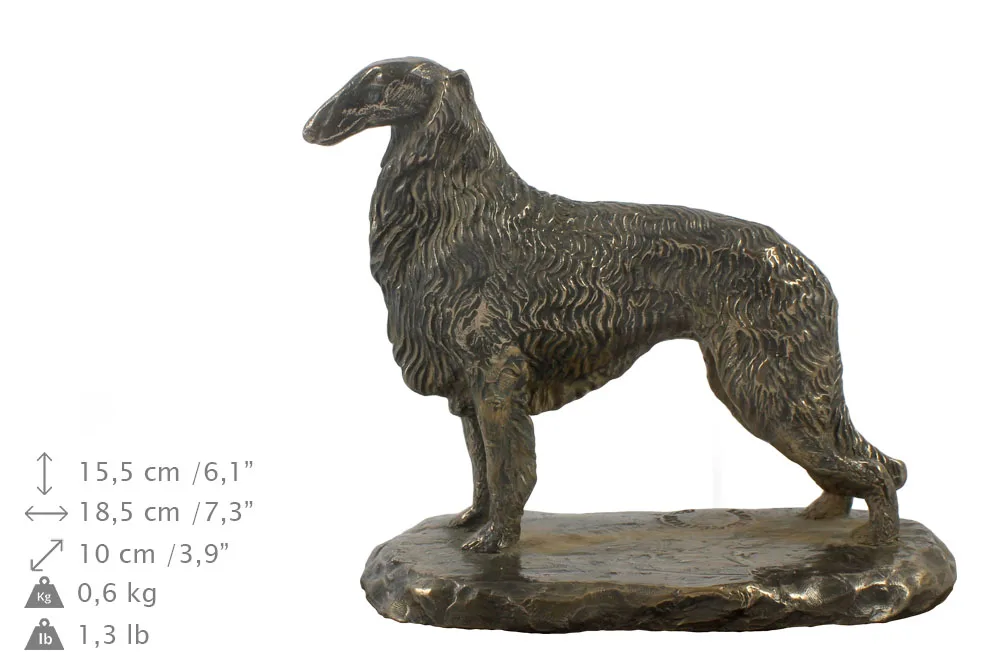 Persoonlijke urn voor Borzoi met beeldje en houten ontwerp — foto 5