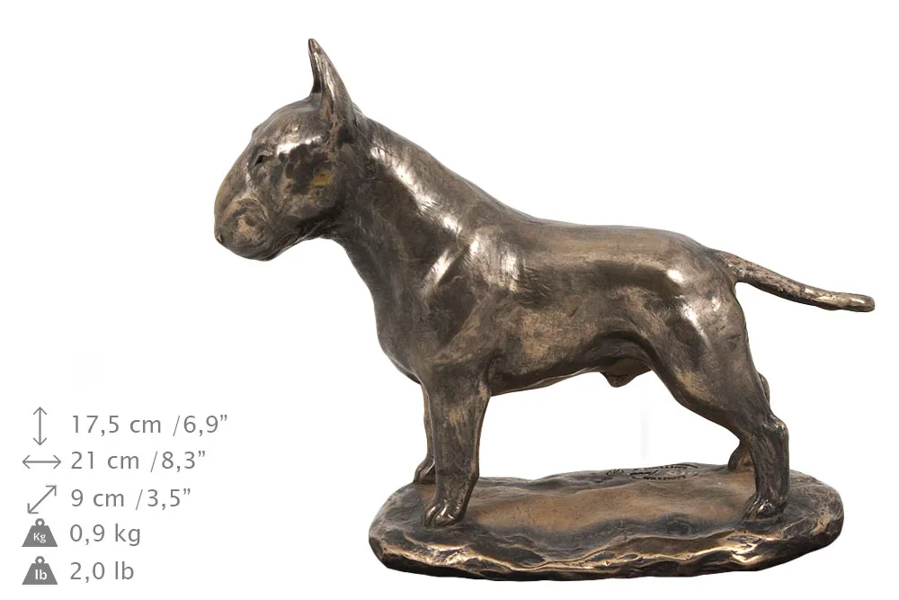 Persoonlijke urn voor Bull Terrier as met houten standbeeld — foto 5