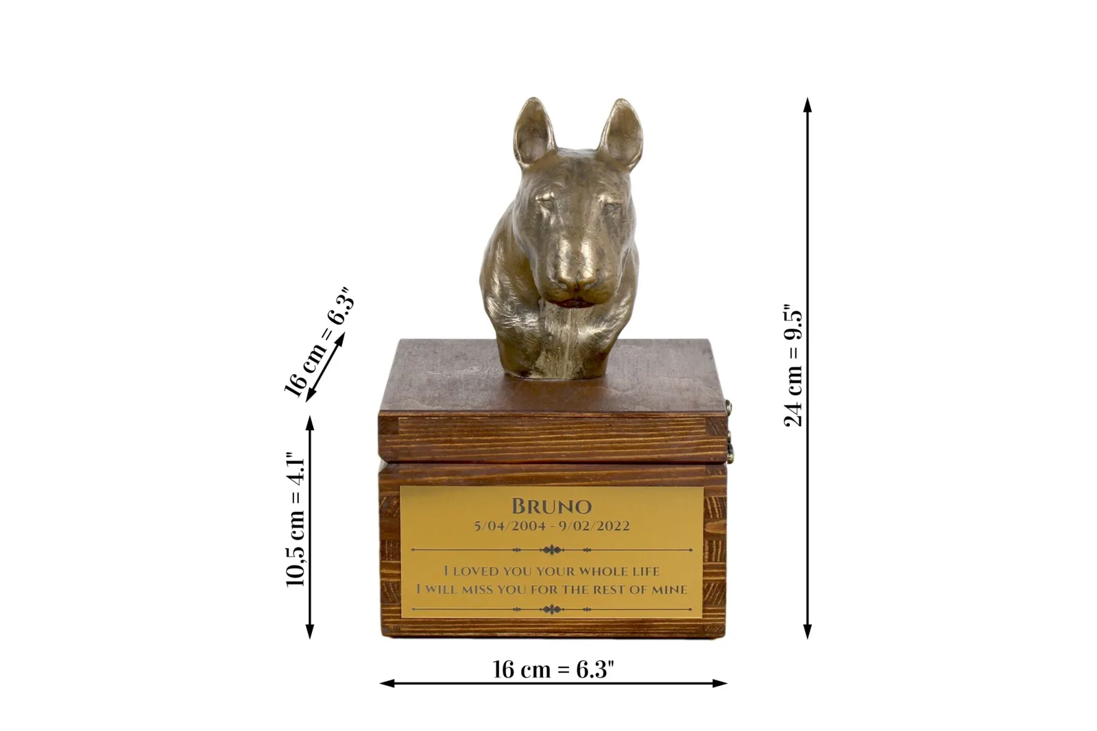 Persoonlijke urn voor Bull Terrier met hondenstandbeeld — foto 8