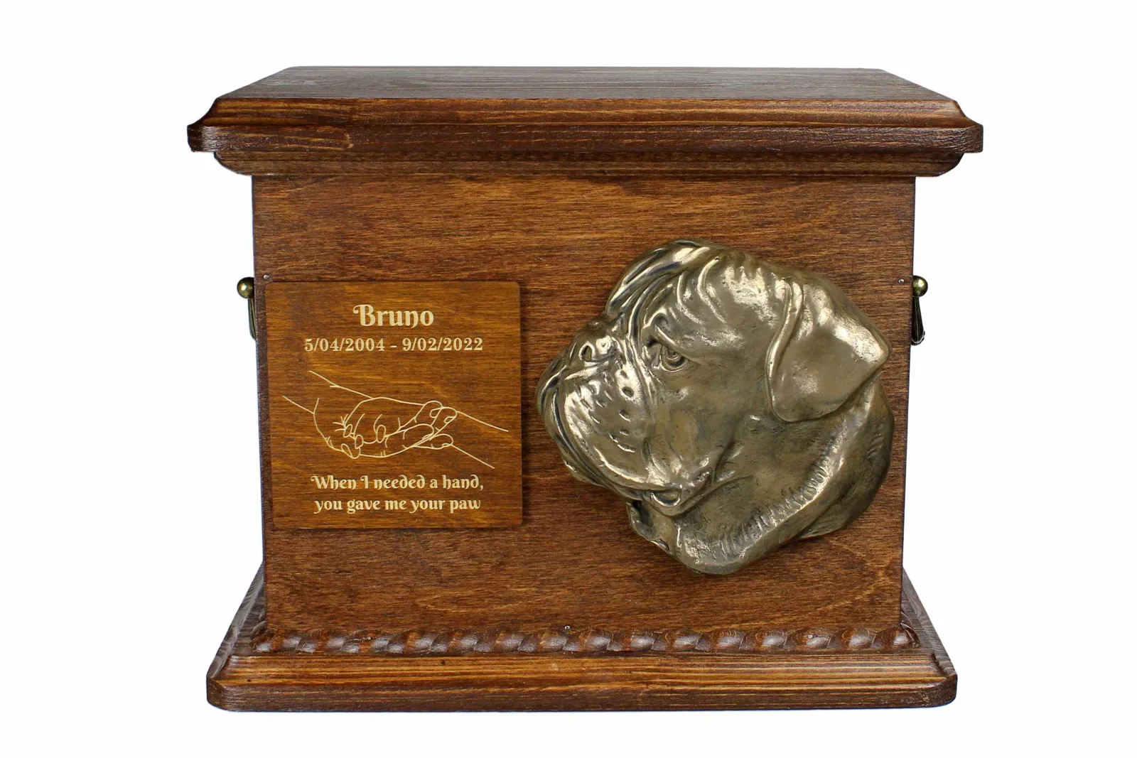 Persoonlijke urn voor Bullmastiff-hondenas met gravure en reliëf