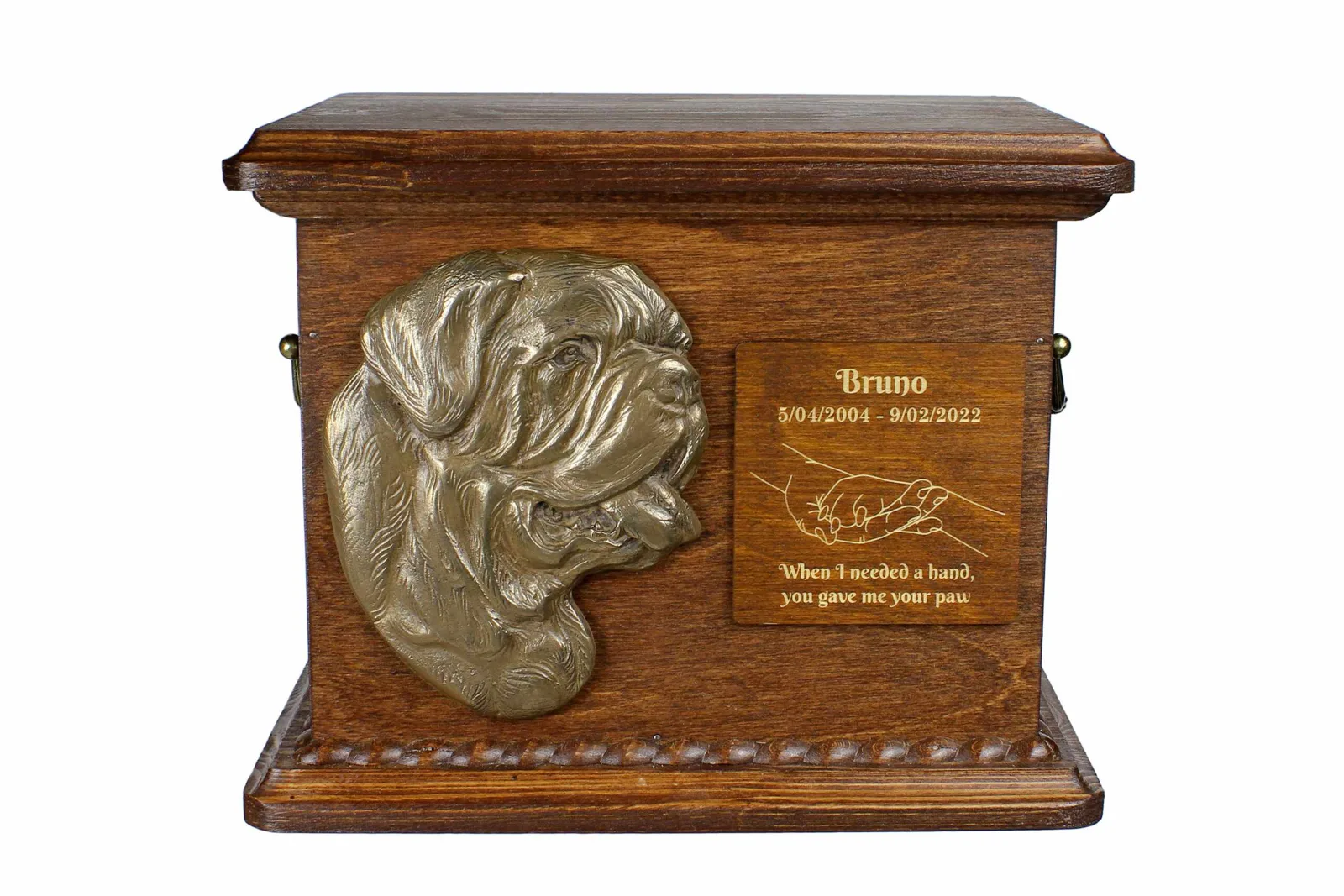 Persoonlijke urn voor Dogue de Bordeaux met gravure en reliëf