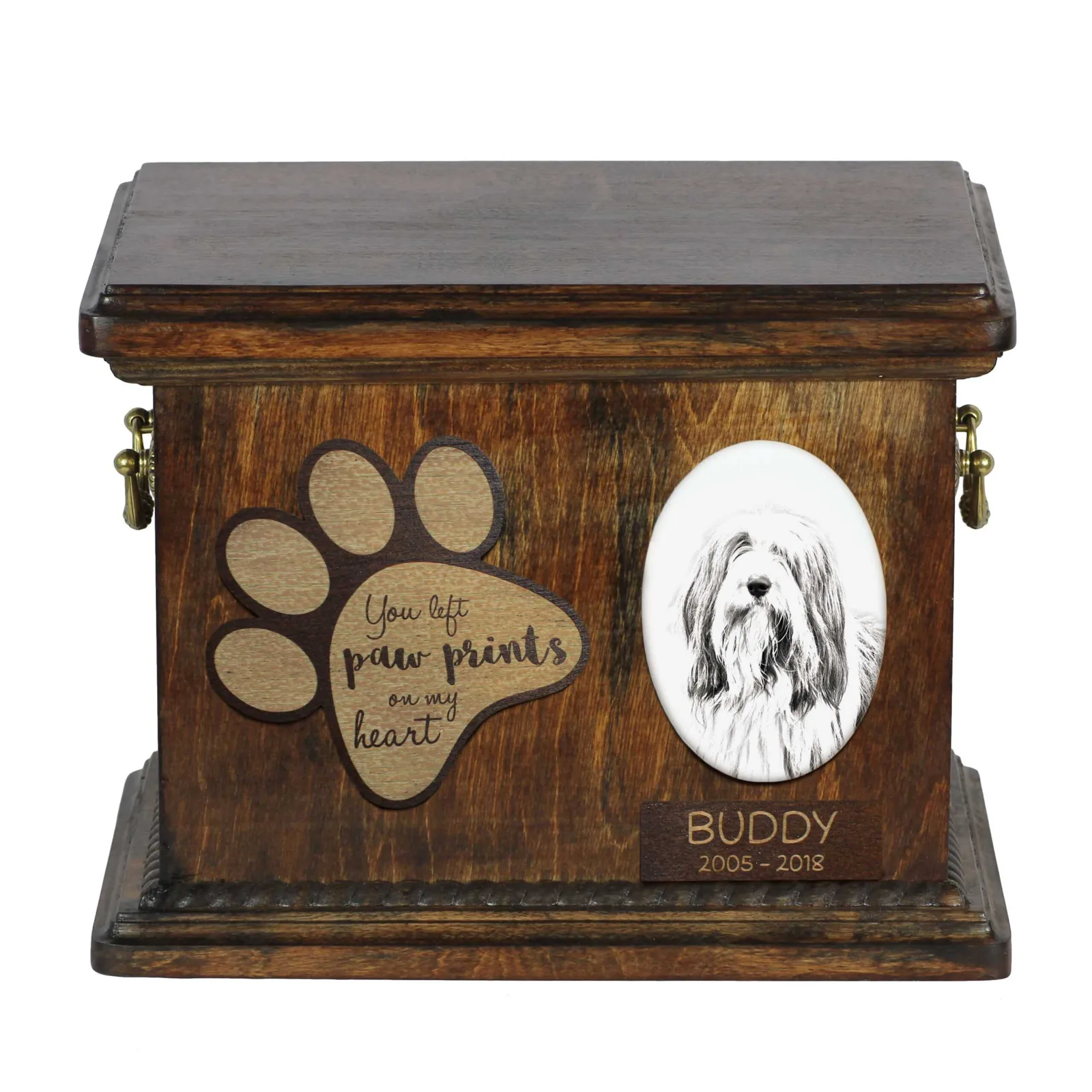 Persoonlijke urn voor hondenas – Bearded Collie, Highland Collie, Mountain Collie