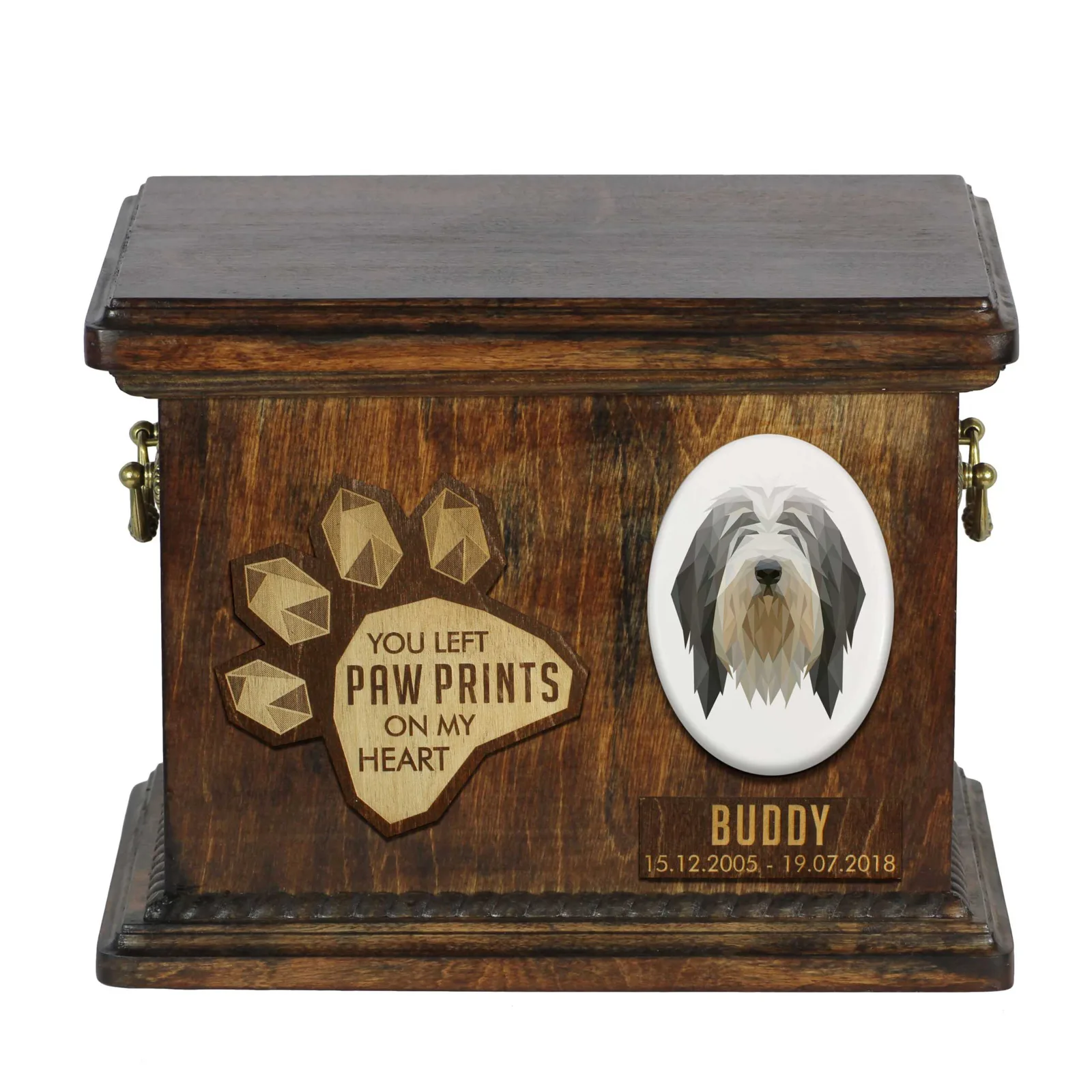 Persoonlijke urn voor hondenas – Bearded Collie, Highland Collie, Mountain Collie