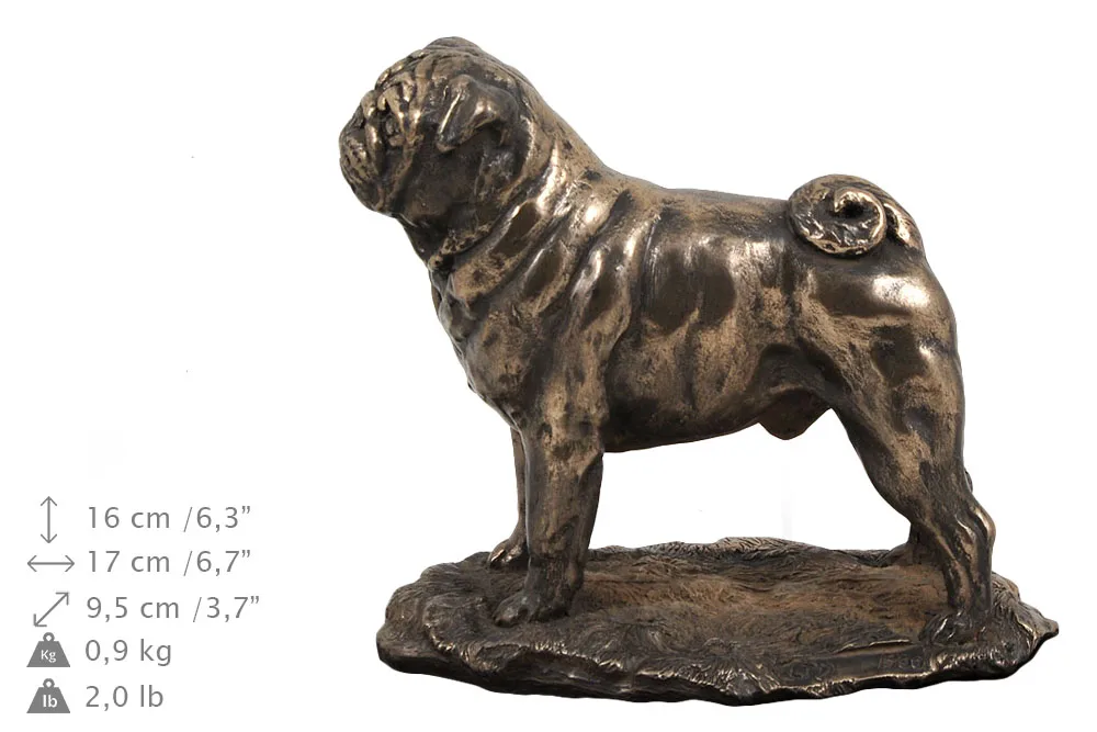 Persoonlijke urn voor hondenas met Pug beeldje — foto 4