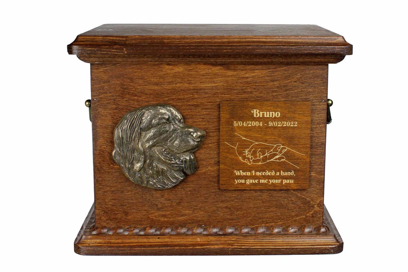 Persoonlijke urn voor Hovawart-hond, met gravure en reliëf