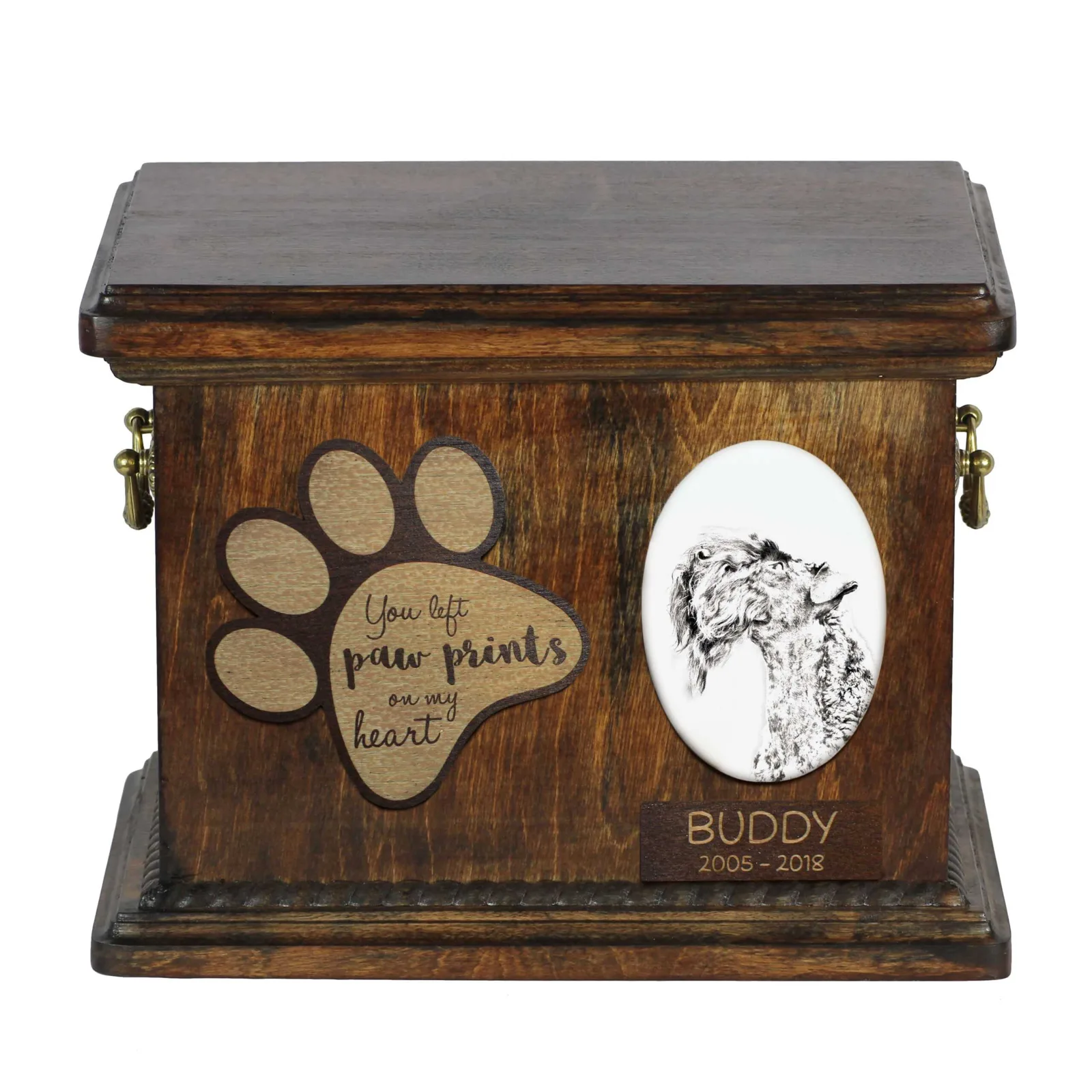 Persoonlijke urn voor Kerry Blue Terrier met foto van uw hond