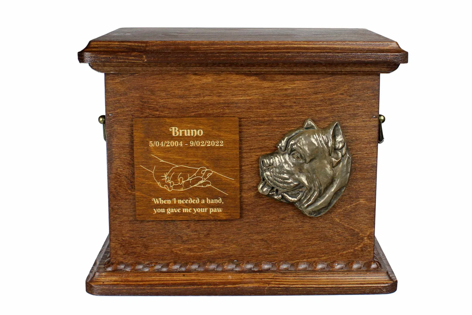 Persoonlijke urn voor Presa Canario en Dogo Canario met gravure en reliëf