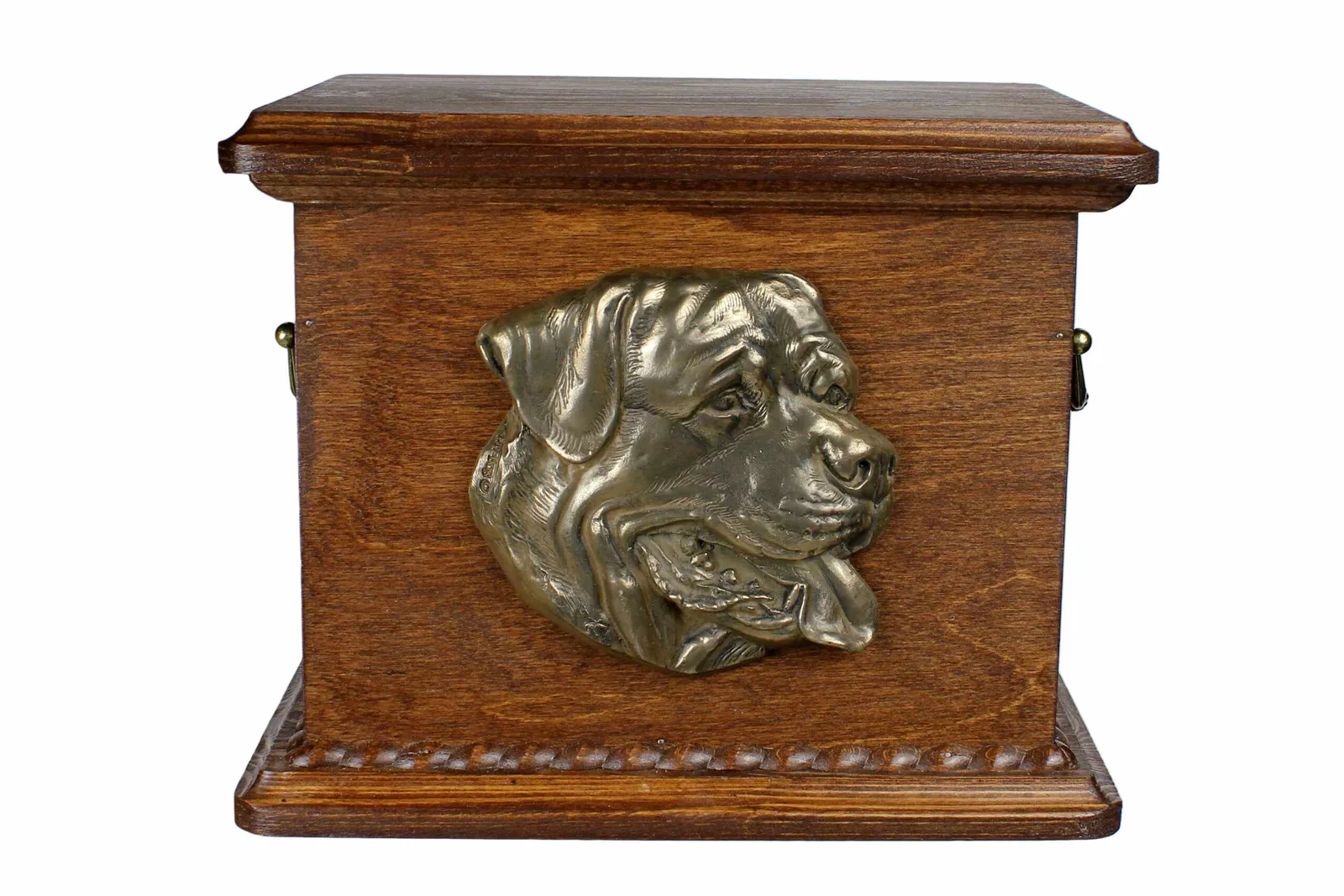 Persoonlijke urn voor Rottweiler as met gravure en reliëf