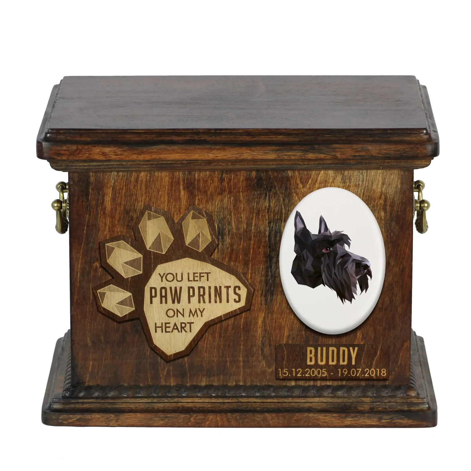 Persoonlijke urn voor Scottish Terrier – Herdenkingsdoos voor hondenas