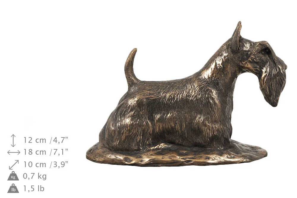 Persoonlijke urn voor Scottish Terrier met beeldje en houten design — foto 5