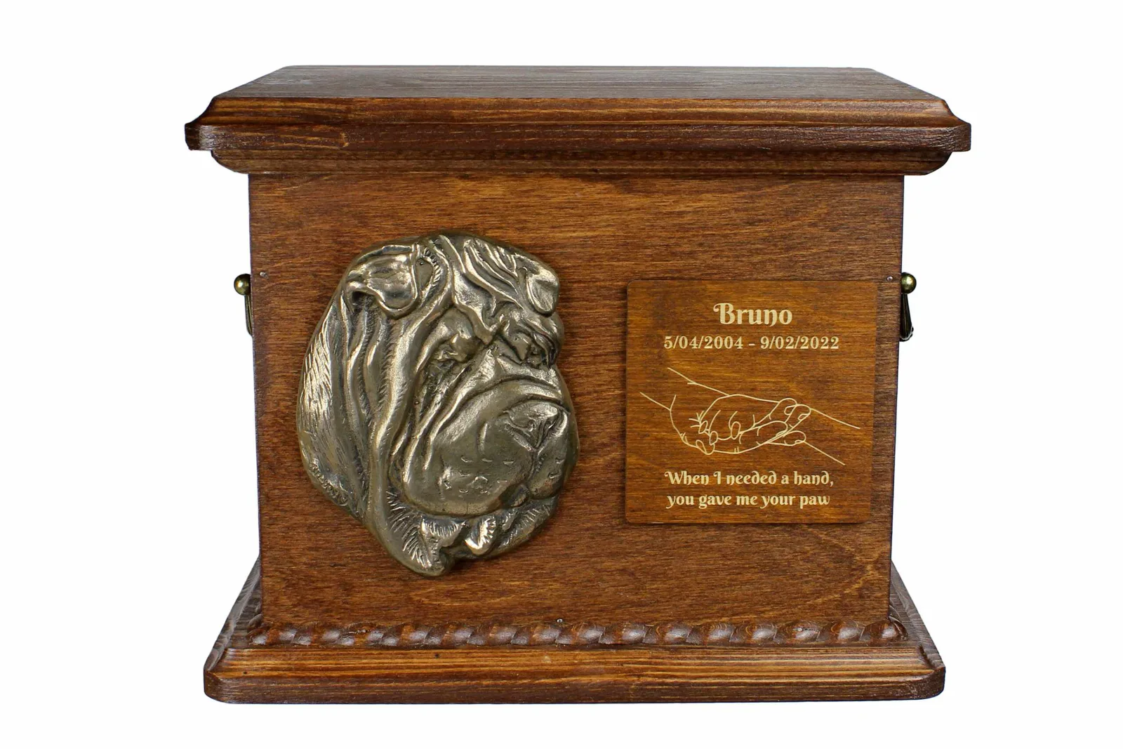 Persoonlijke urn voor Shar Pei-hond, met gravure en reliëf