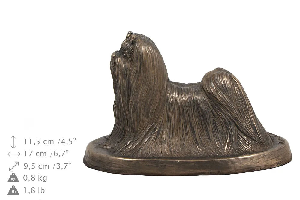 Persoonlijke urn voor Shih Tzu met beeldje en houten ontwerp — foto 5
