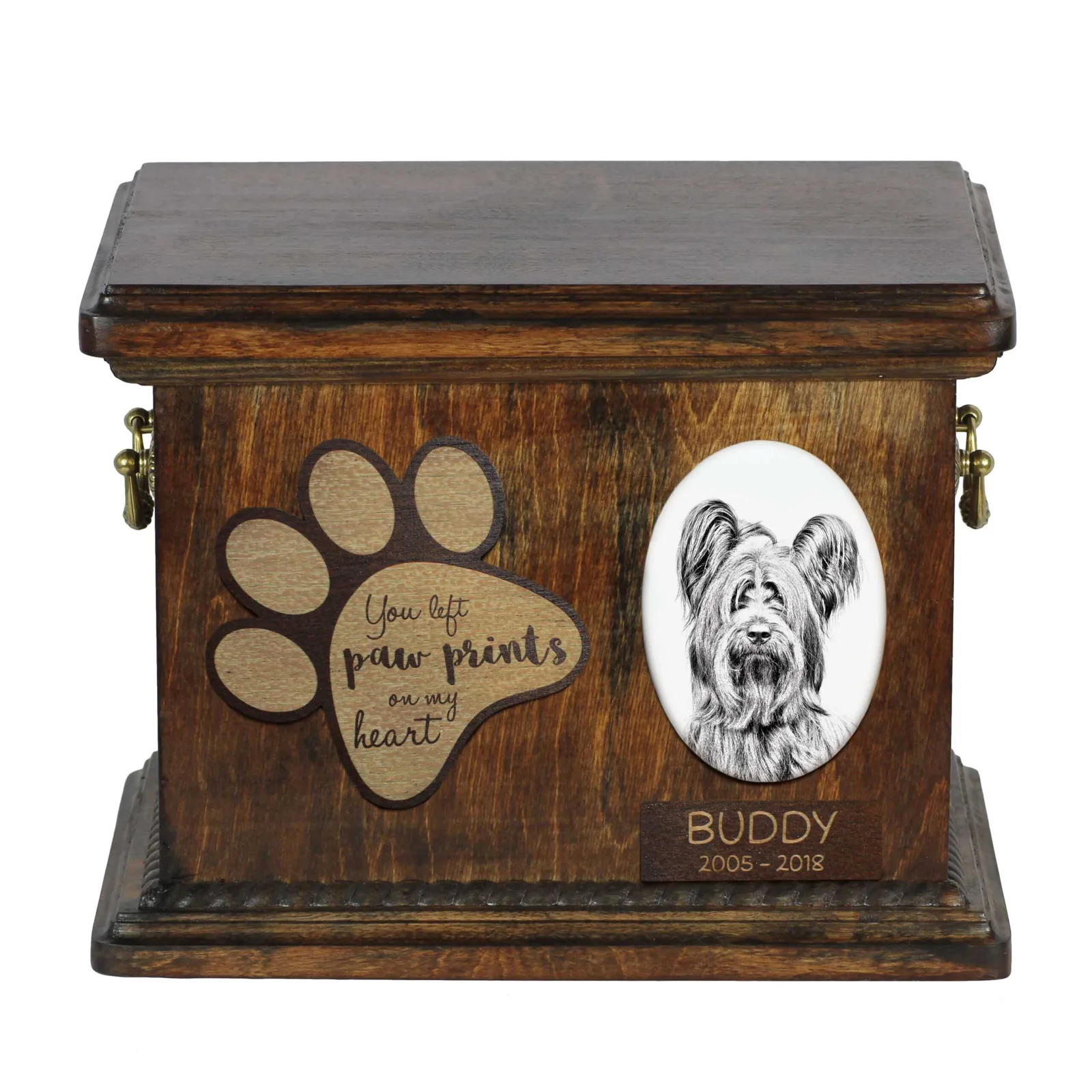 Persoonlijke urn voor Silky Terrier met foto en as van uw hond