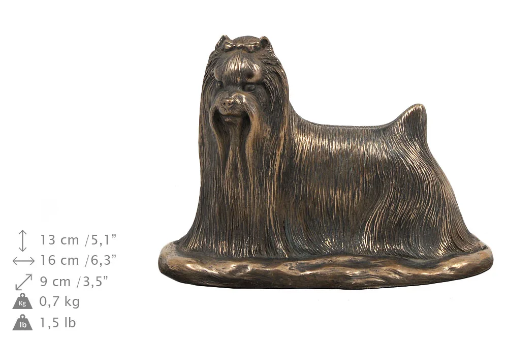 Persoonlijke urn voor Yorkshire Terrier met beeldje voor hondenas. — foto 4