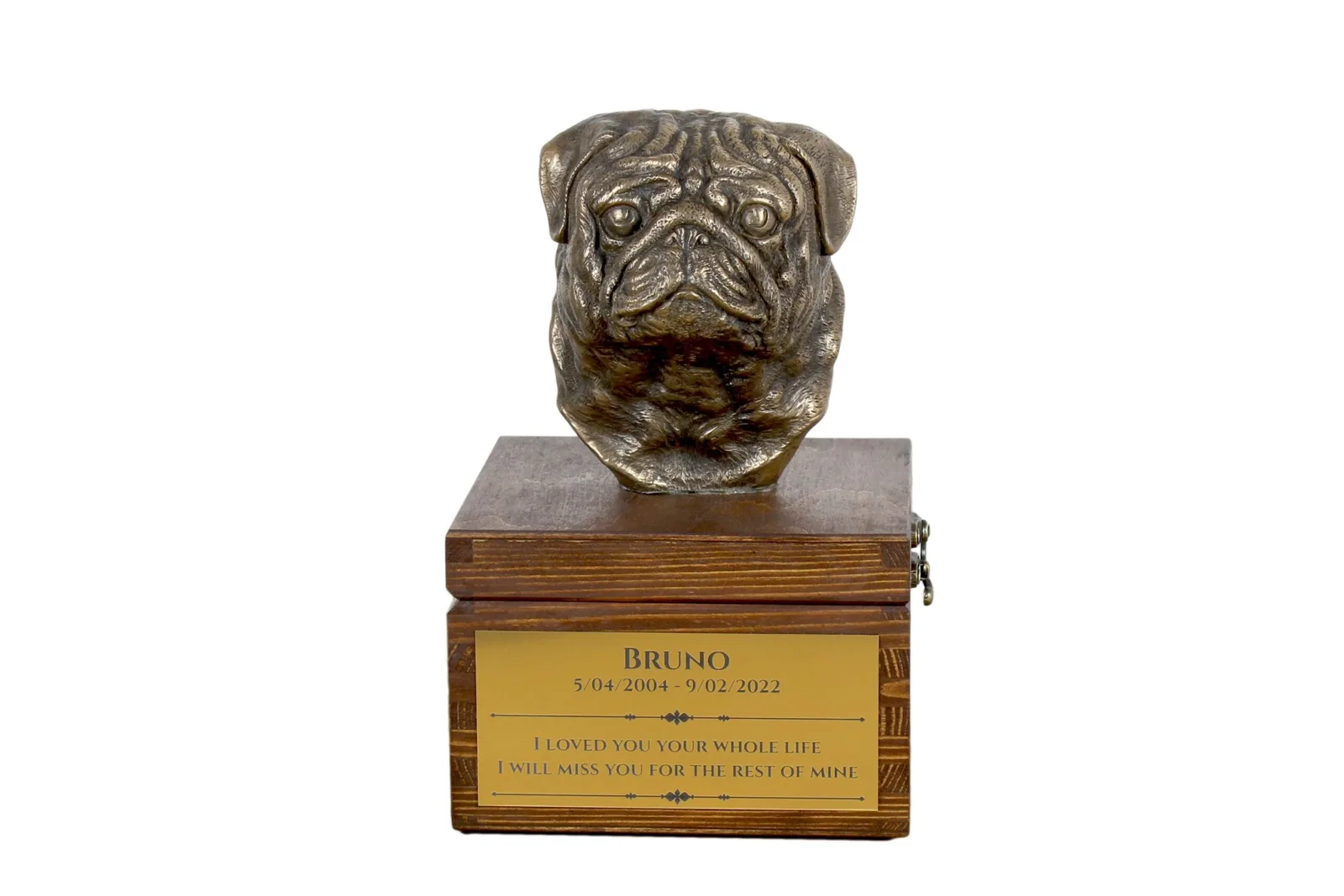 Pug urn met beeldje – persoonlijke urn voor hondenas